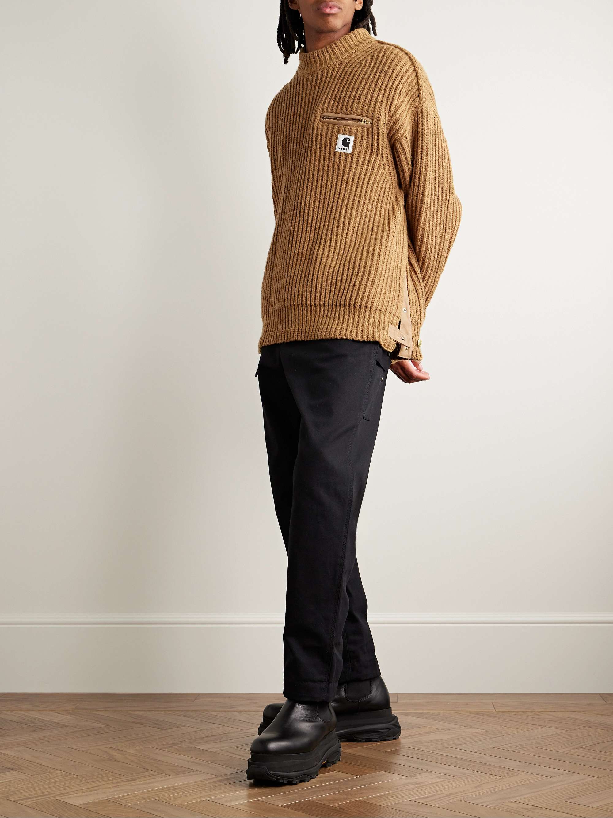 SACAI + Carhartt WIP Detroit Ribbed Wool and Nylon-Blend Sweater for Men |  MR PORTER