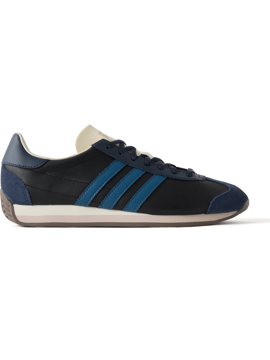 Adidas Originals Country Suede-trimmed Leather Sneakers In Black
