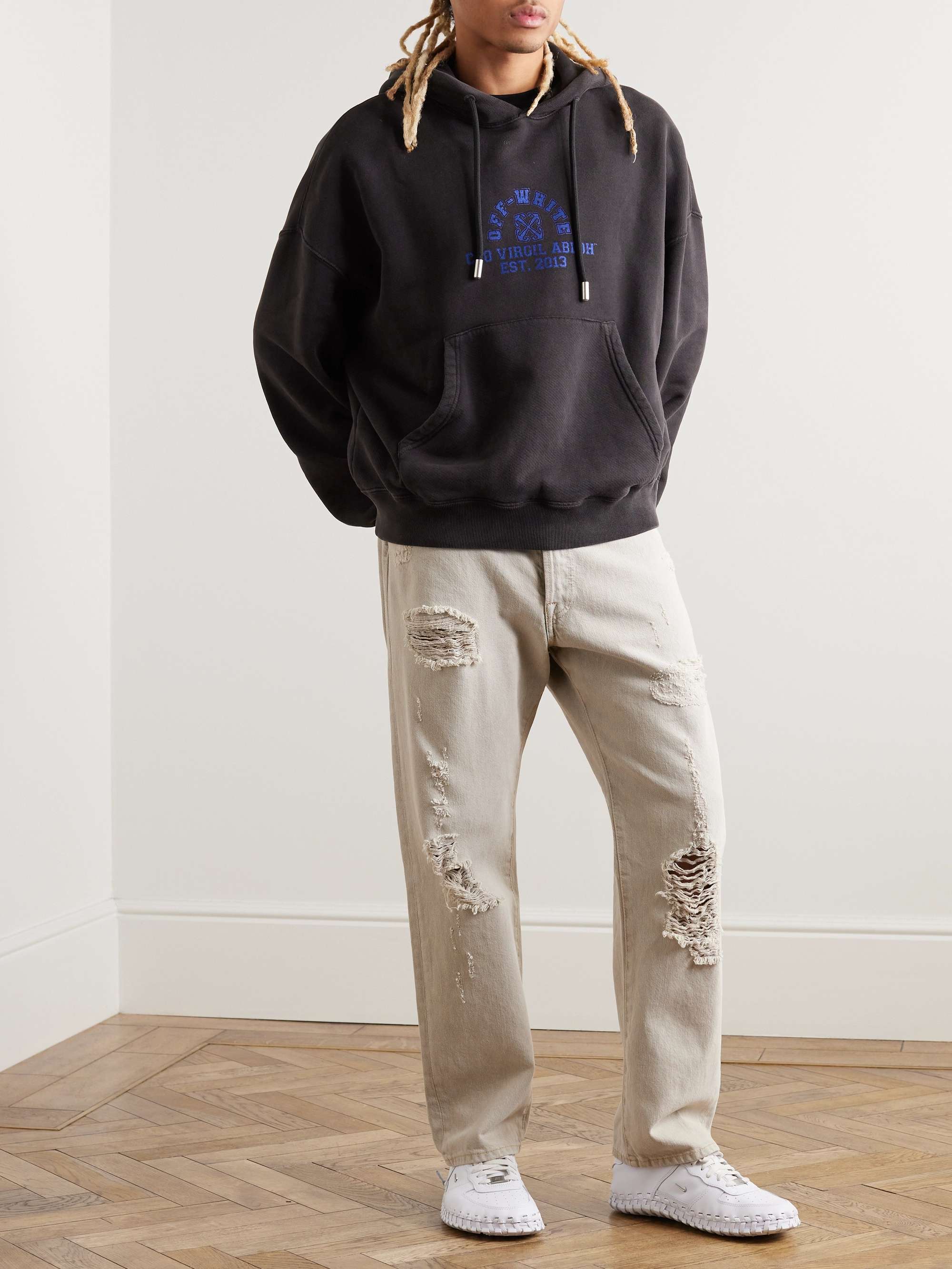 OFF WHITE Printed Cotton Jersey Hoodie for Men MR PORTER