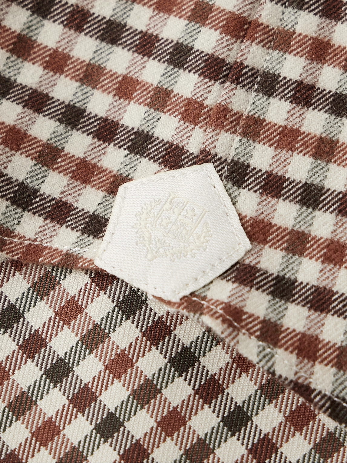 Shop Loro Piana Logo-appliquéd Checked Cotton-flannel Shirt In Brown