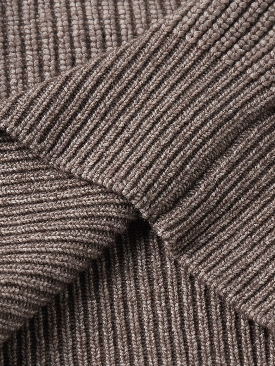 Shop Loro Piana Ribbed Cotton, Yak And Virgin Wool-blend Rollneck Sweater In Brown