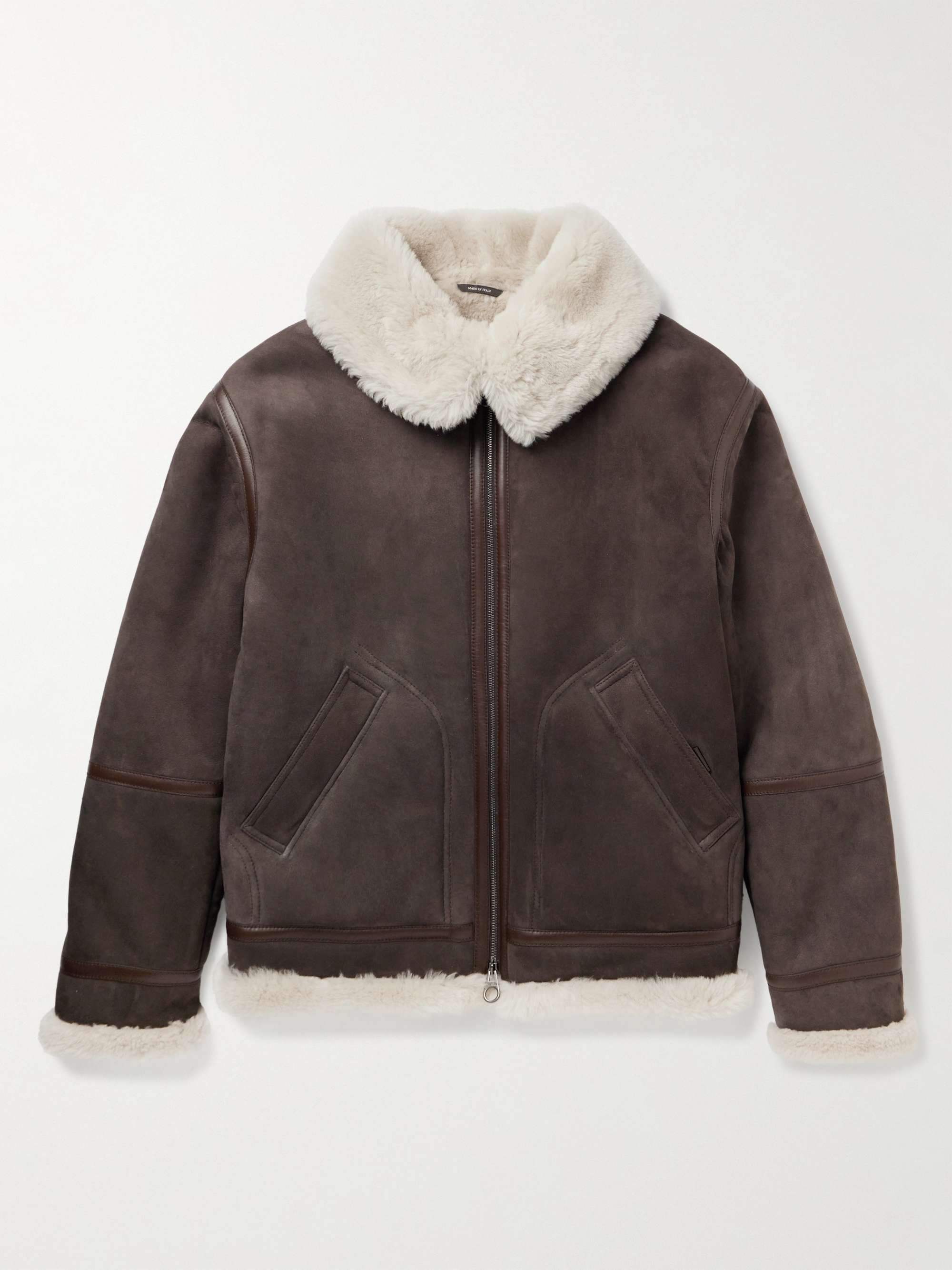 LORO PIANA Leather-Trimmed Shearling Jacket for Men | MR PORTER