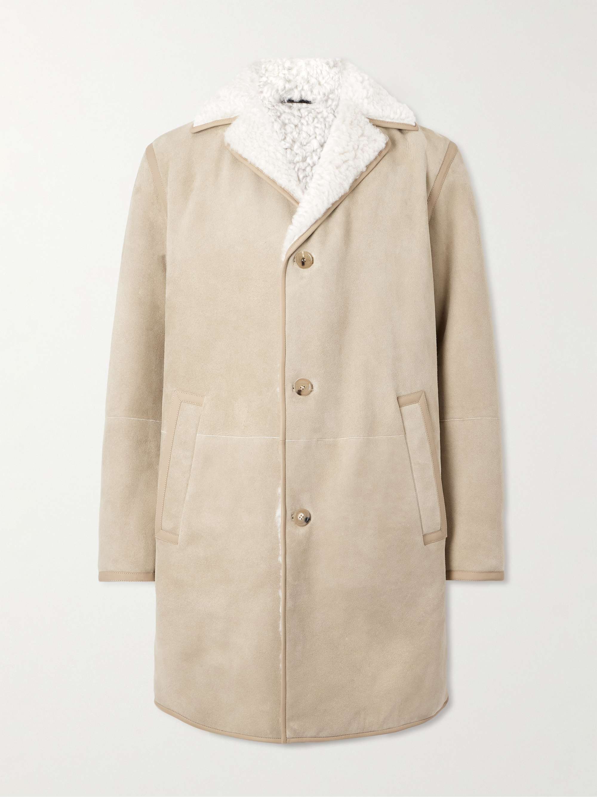 LORO PIANA Leather-Trimmed Shearling Coat for Men | MR PORTER