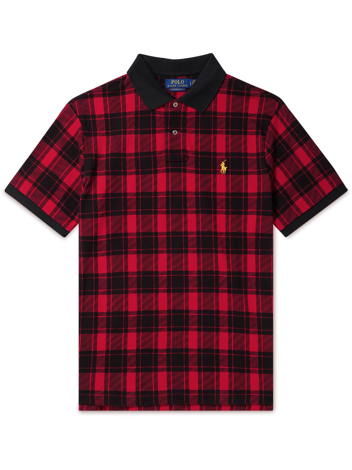 Polo Ralph Lauren Logo-embroidered Checked Cotton-piqué Polo Shirt In Red