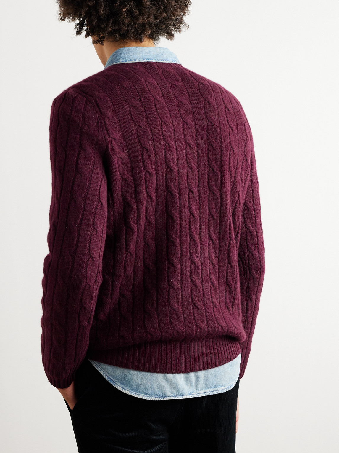 Polo Ralph Lauren Cashmere Cable Knit Regular Fit Crewneck Sweater In Wine  Heather | ModeSens