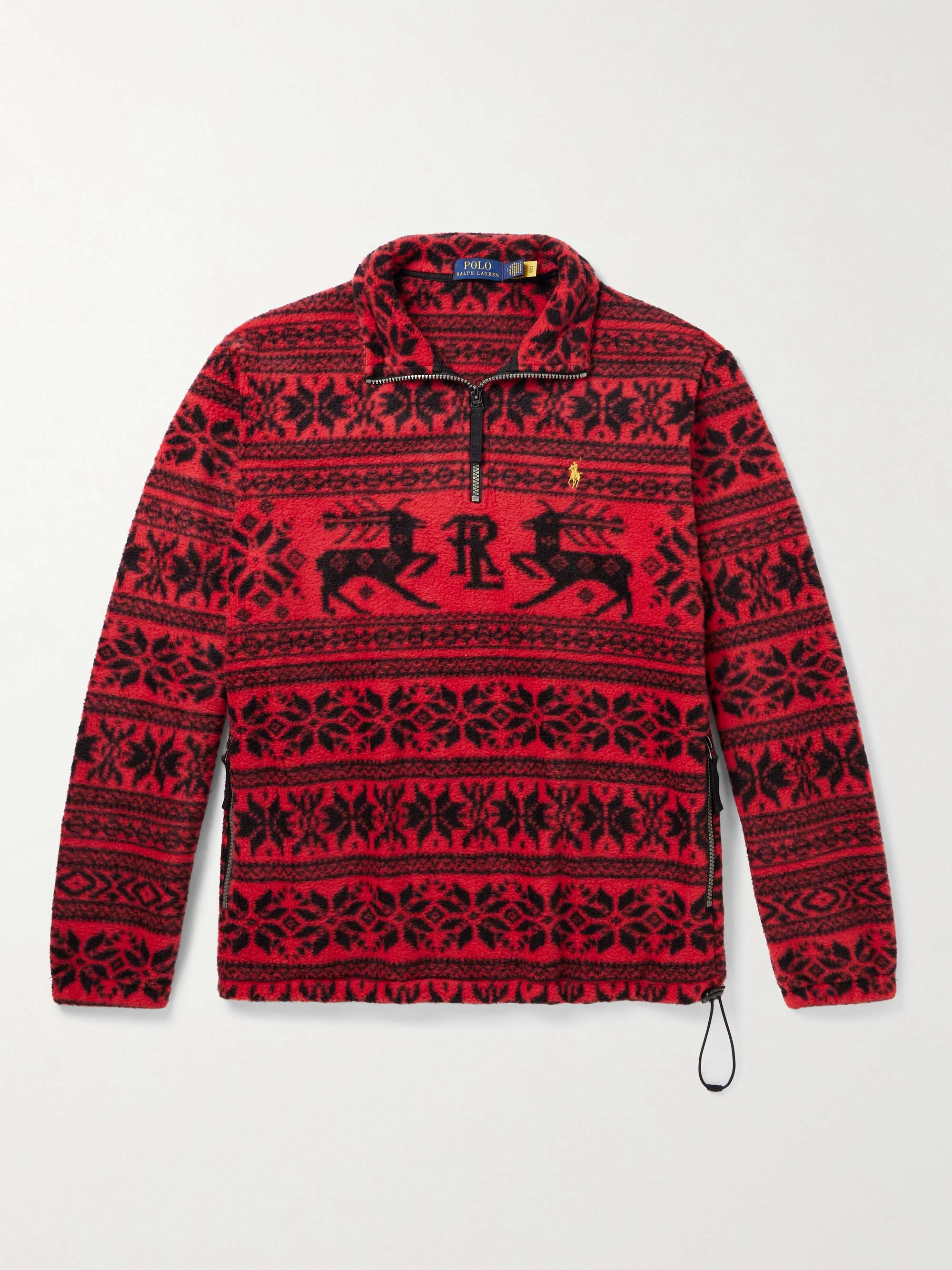 POLO RALPH LAUREN Printed Embroidered Recycled-Fleece Half-Zip Sweatshirt  for Men | MR PORTER
