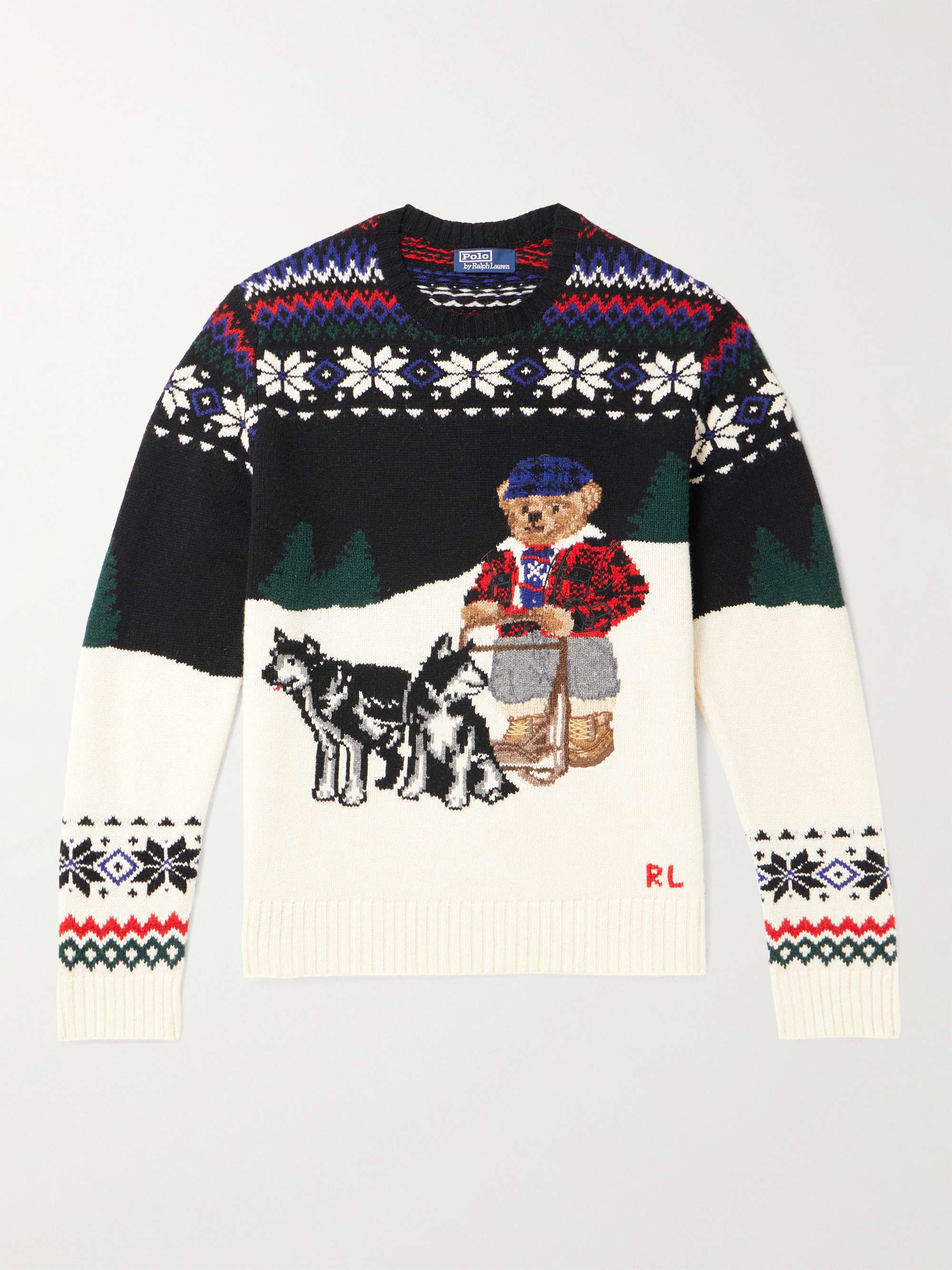 POLO RALPH LAUREN Fair Isle Intarsia Embroidered Wool-Blend Sweater for Men  | MR PORTER