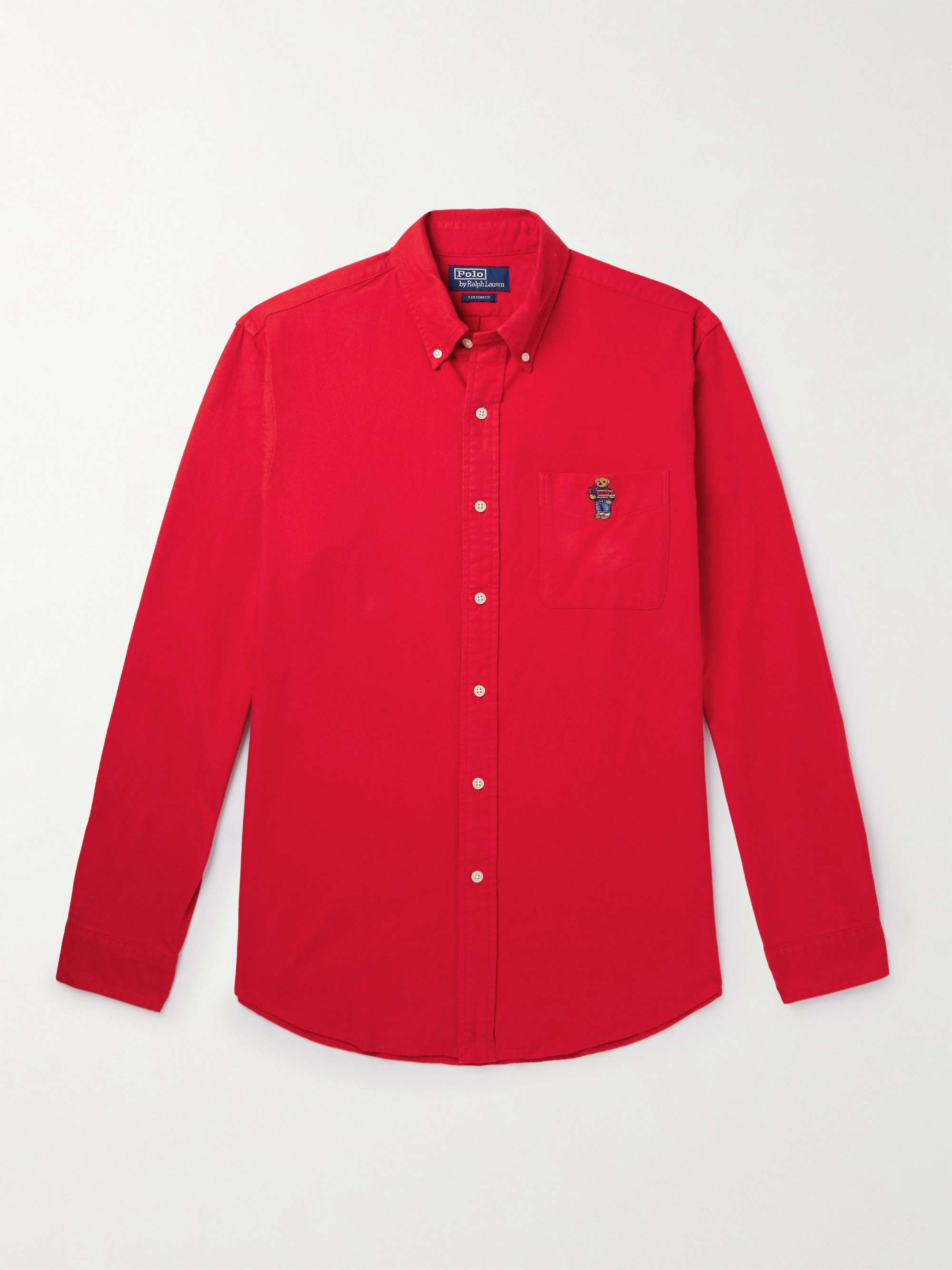 POLO RALPH LAUREN Button-Down Collar Logo-Embroidered Cotton-Flannel Shirt  for Men | MR PORTER