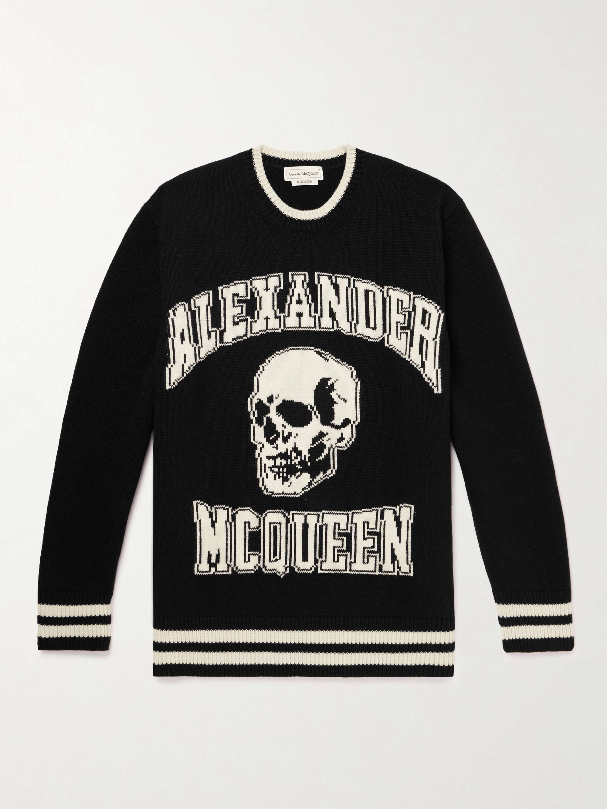 ALEXANDER MCQUEEN Logo-Jacquard Wool and Cashmere-Blend Sweater for Men |  MR PORTER