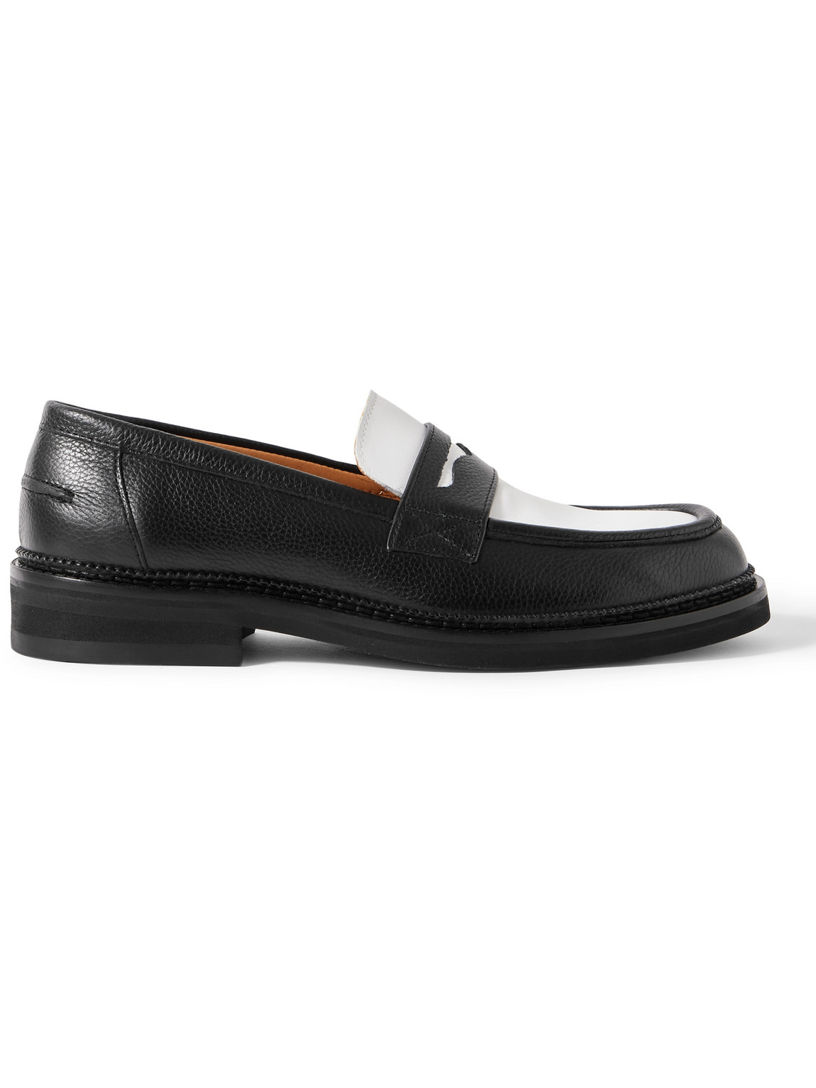 Mr P Jacques Two-tone Leather Penny Loafers In Black