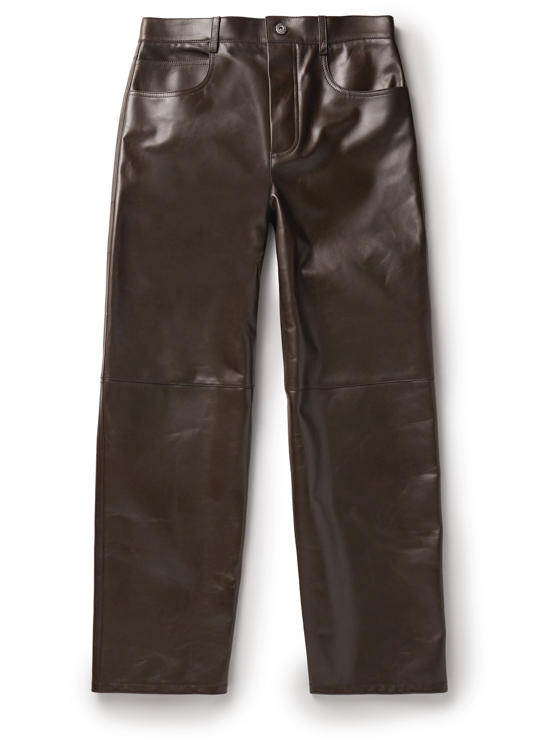 Straight-Leg Panelled Leather Trousers