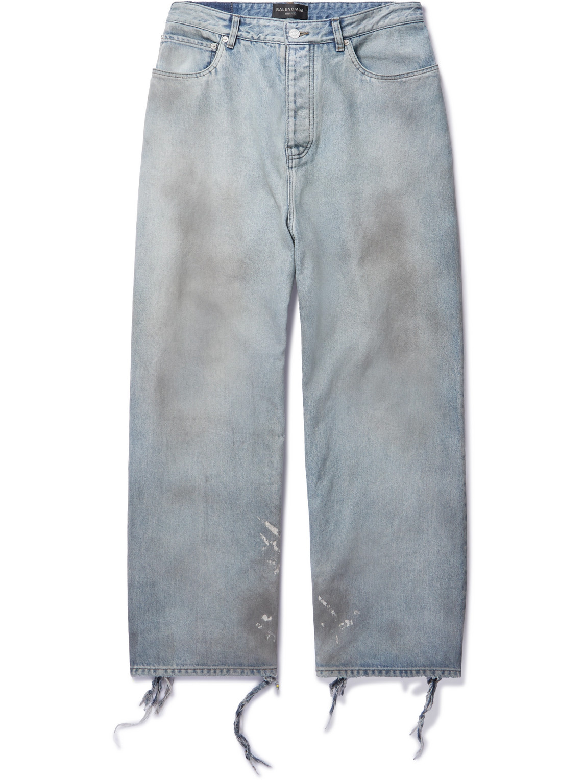 Balenciaga Distressed Wide-leg Jeans In Blue