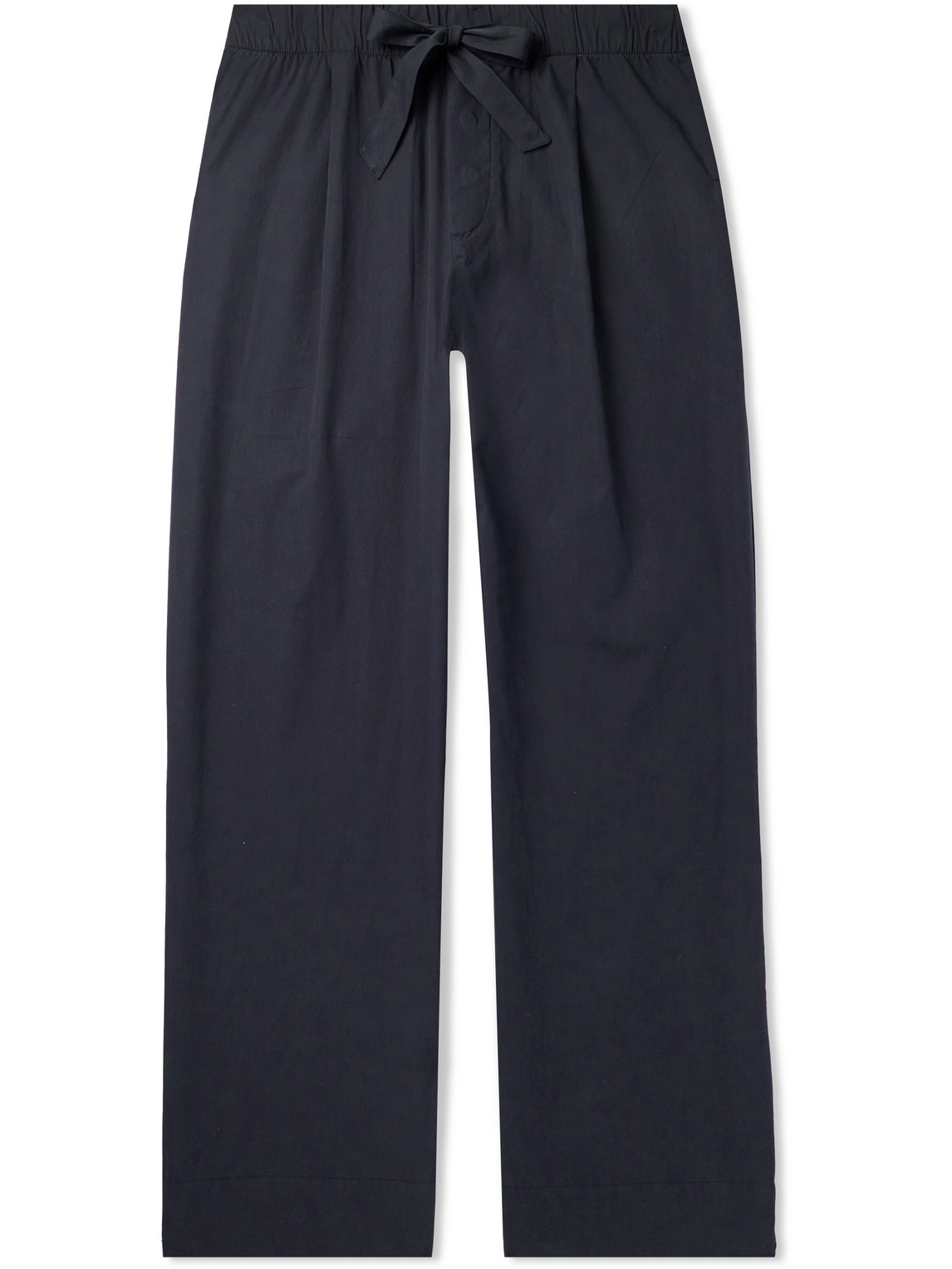 Tekla Birkenstock Straight-leg Pleated Organic Cotton-poplin Pyjama Trousers In Blue
