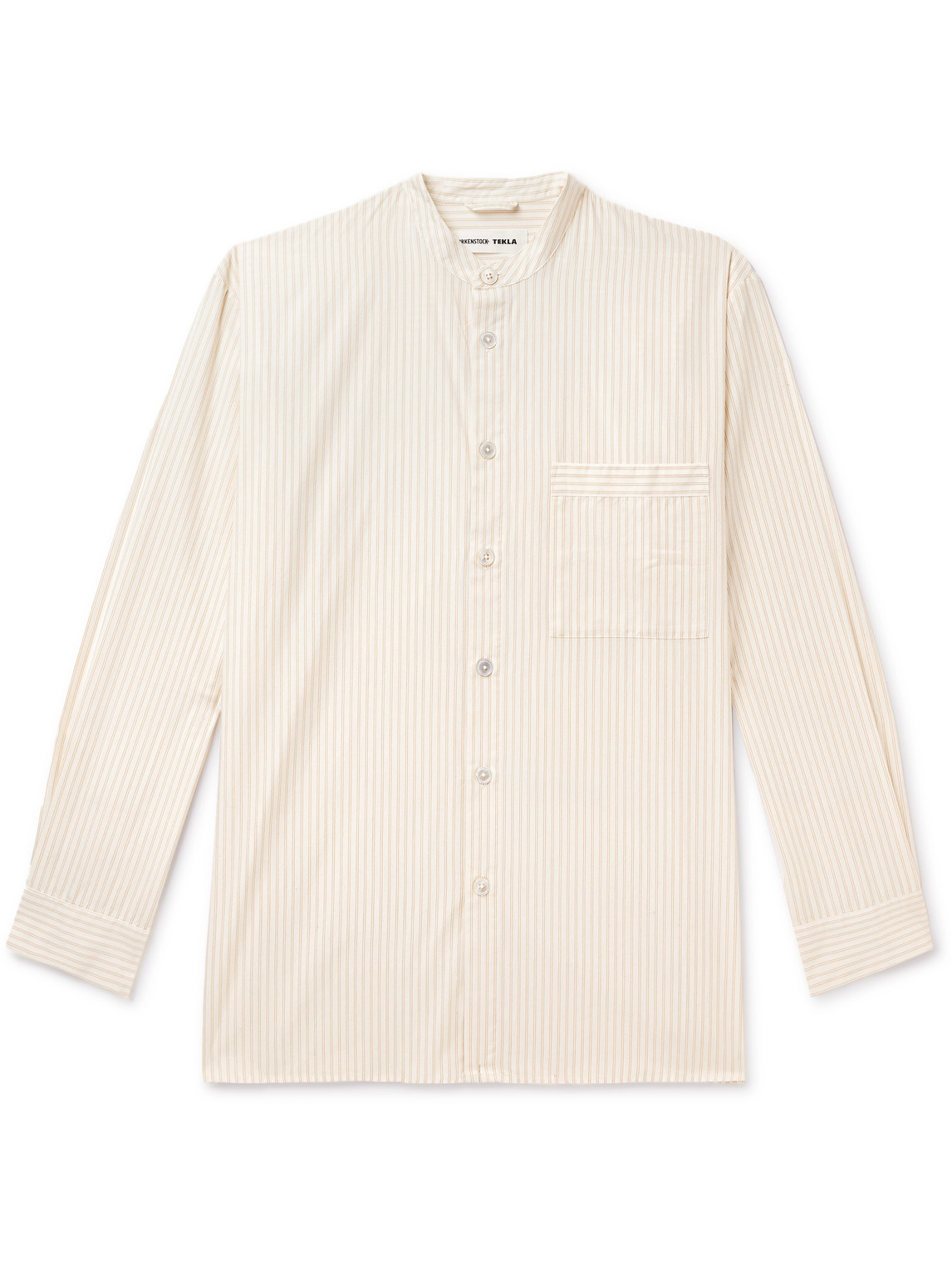 Tekla Birkenstock Striped Organic Cotton-poplin Pyjama Shirt In Neutrals