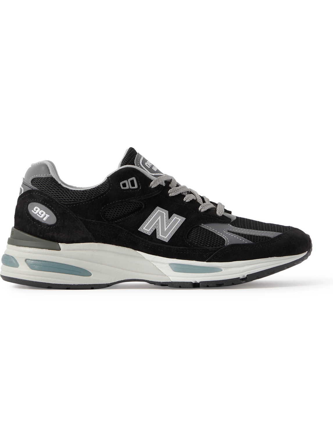 New Balance 991v2 Suede, Mesh And Faux Leather Trainers In Black