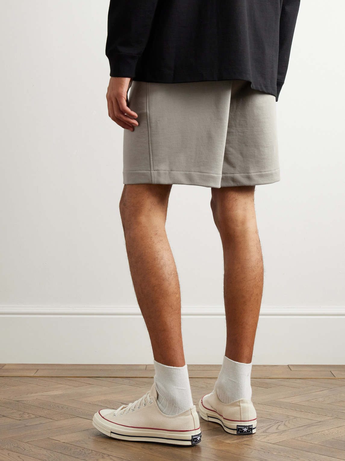 Shop Håndværk Straight-leg Pima Cotton-jersey Drawstring Shorts In Brown