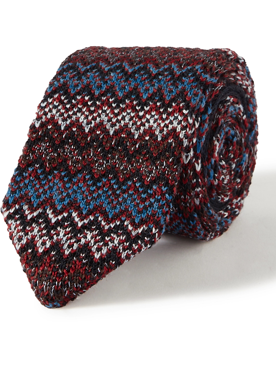 Missoni 8.5cm Crochet-knit Wool And Silk-blend Tie In Brown
