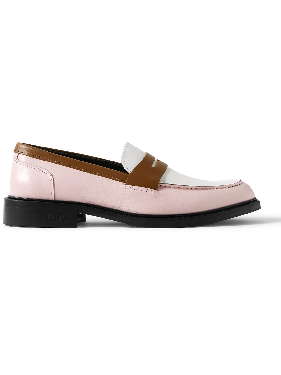 Vinny's Townee Colour-block Leather Penny Loafers In Pink