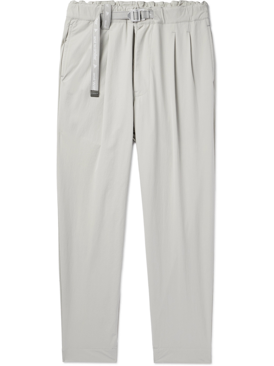 Cropped Straight-Leg Pleated Belted Nylon-Blend Trousers