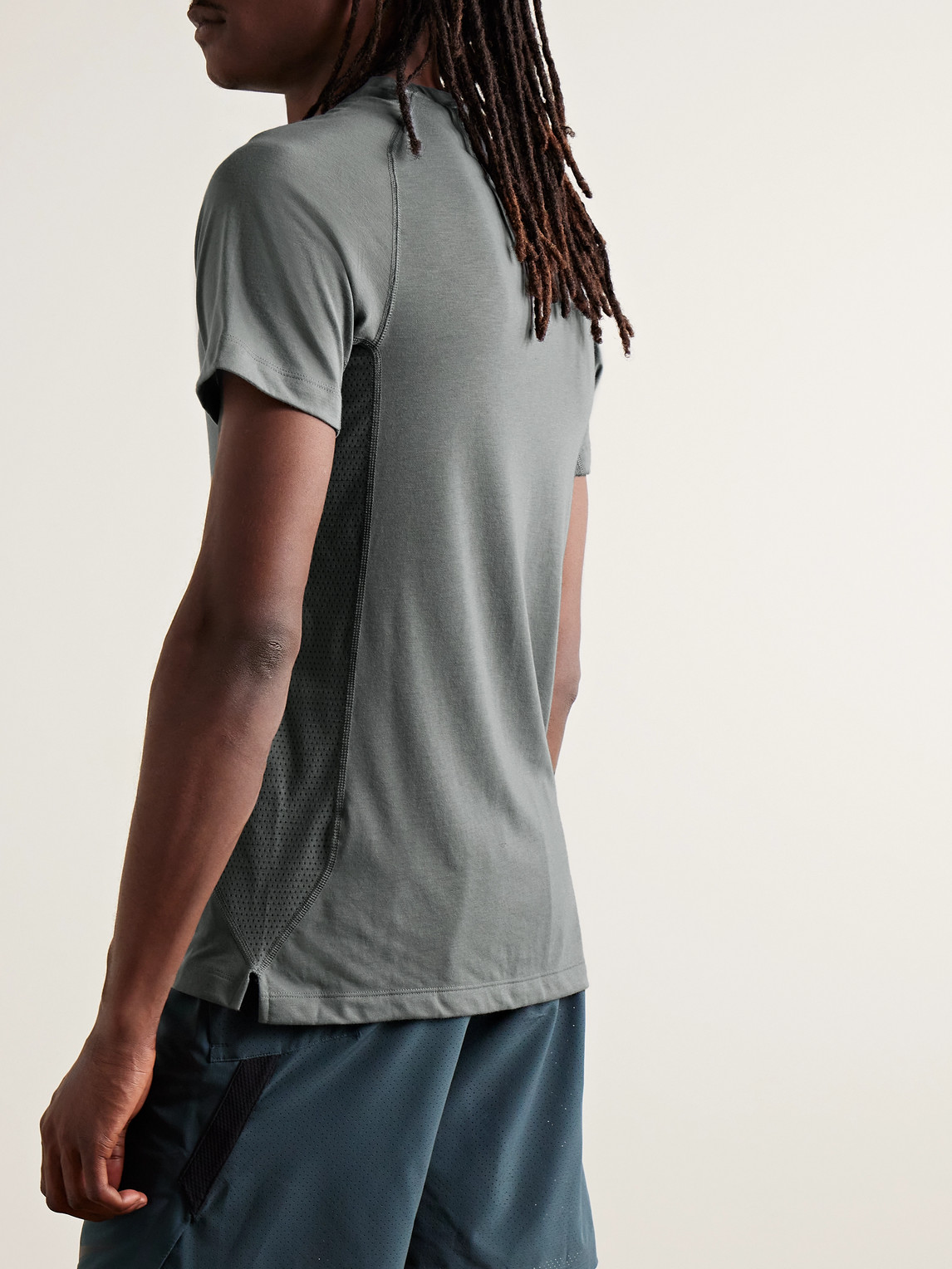 Shop Nike Flex Rep Slim-fit Mesh-panelled Dri-fit T-shirt In Gray