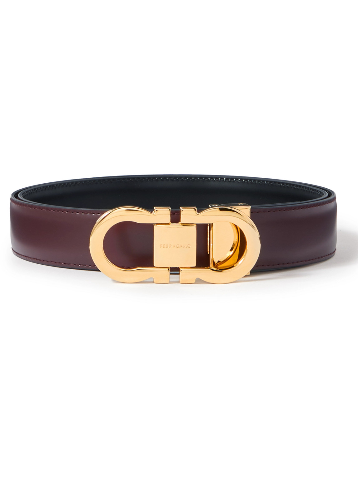 Ferragamo 3cm Gancini Reversible Leather Belt In Brown