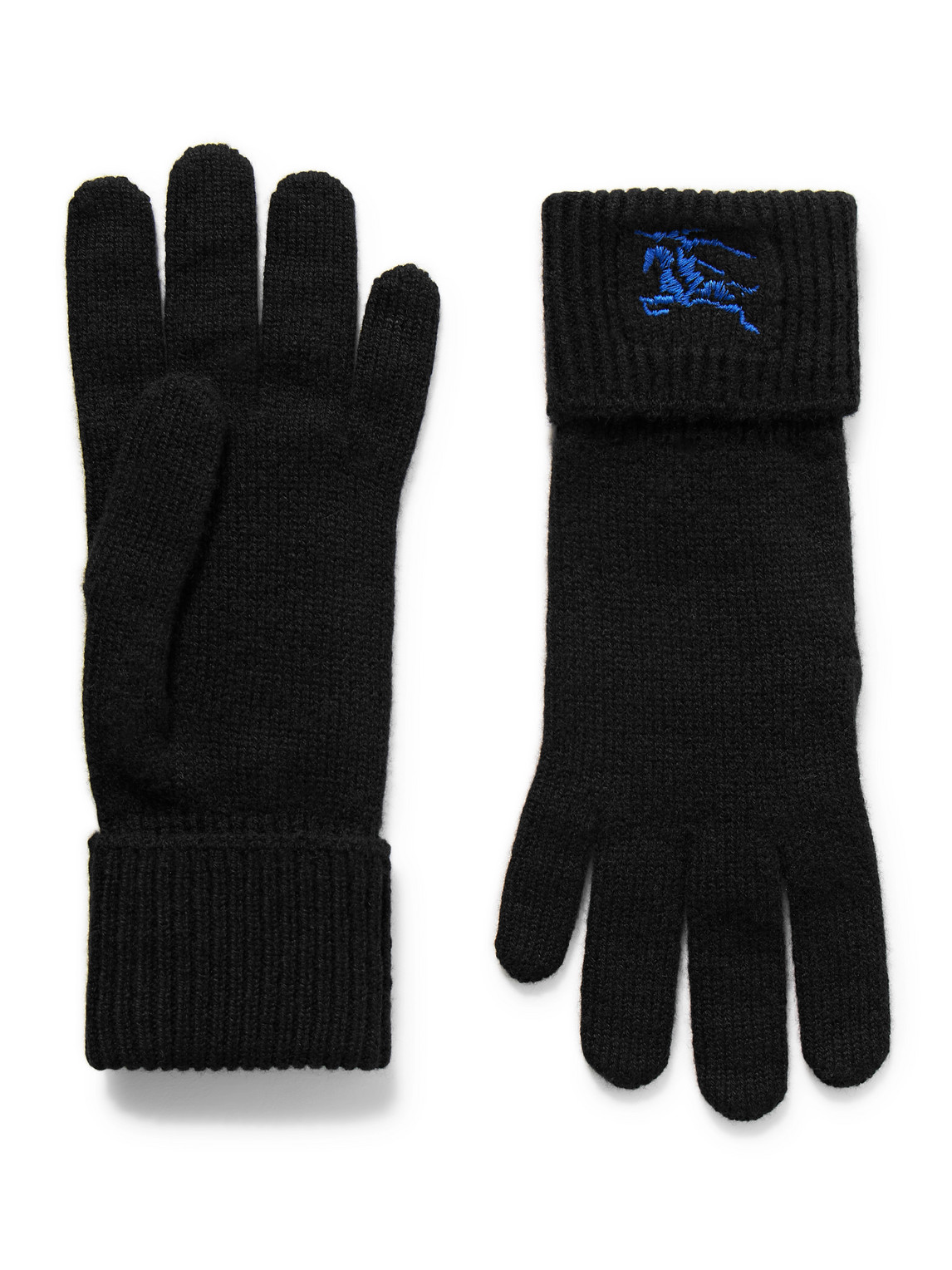 Burberry Logo-embroidered Cashmere-blend Gloves In Black