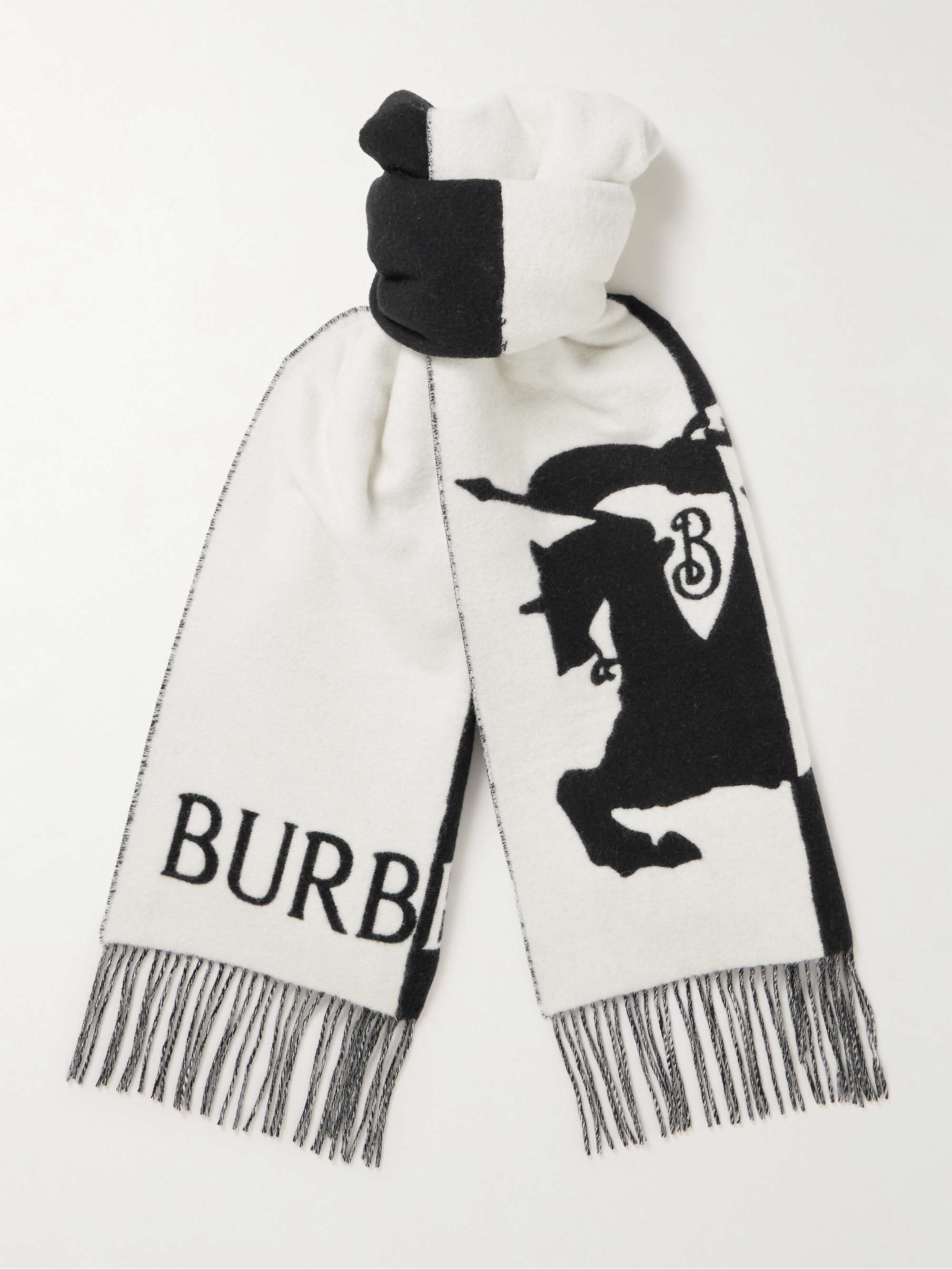 BURBERRY Fringed Colour-Block Wool and Cashmere-Blend Jacquard Scarf for  Men | MR PORTER