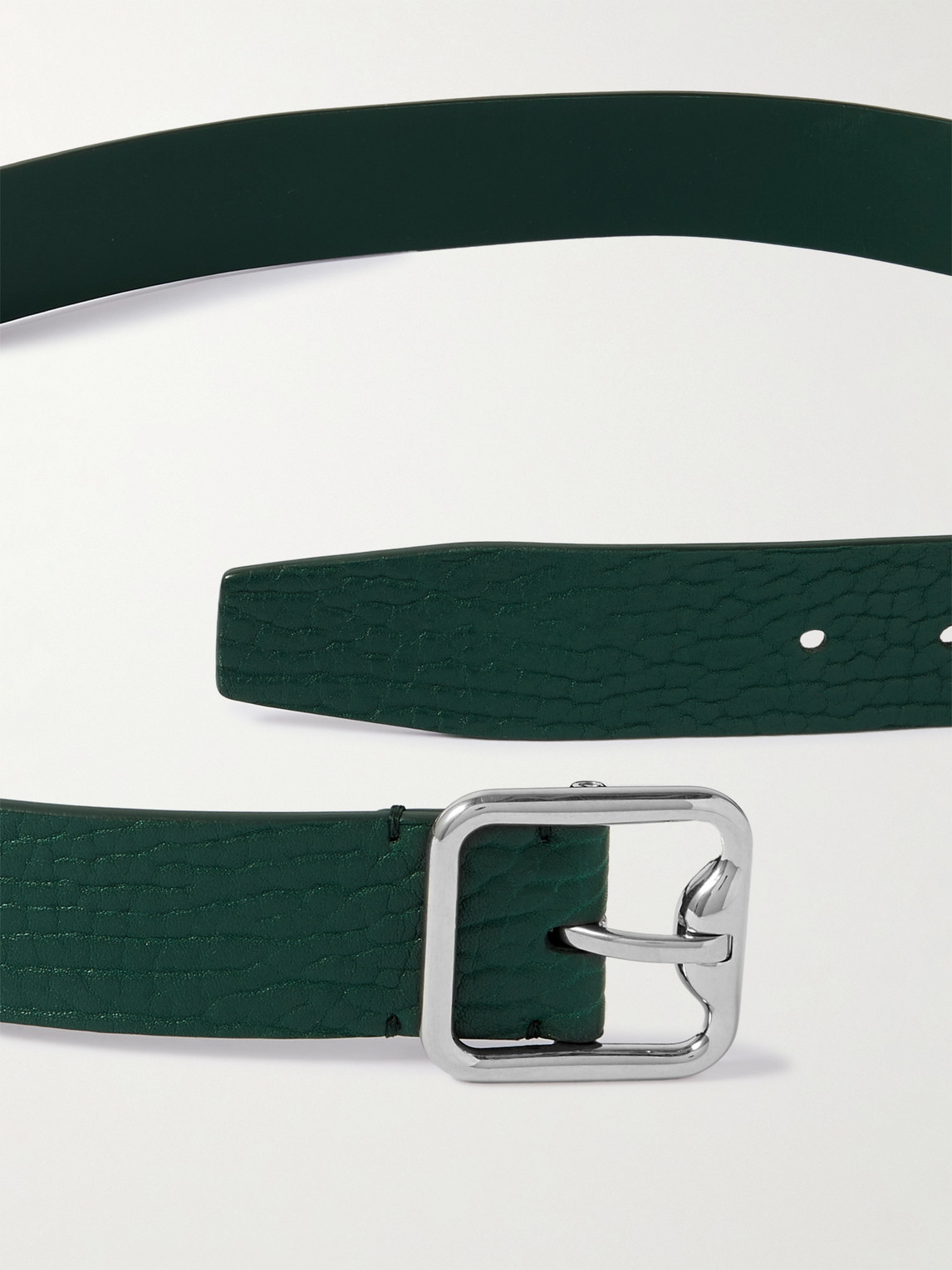 Shop Burberry 3.5cm Full-grain Leather Belt In Green