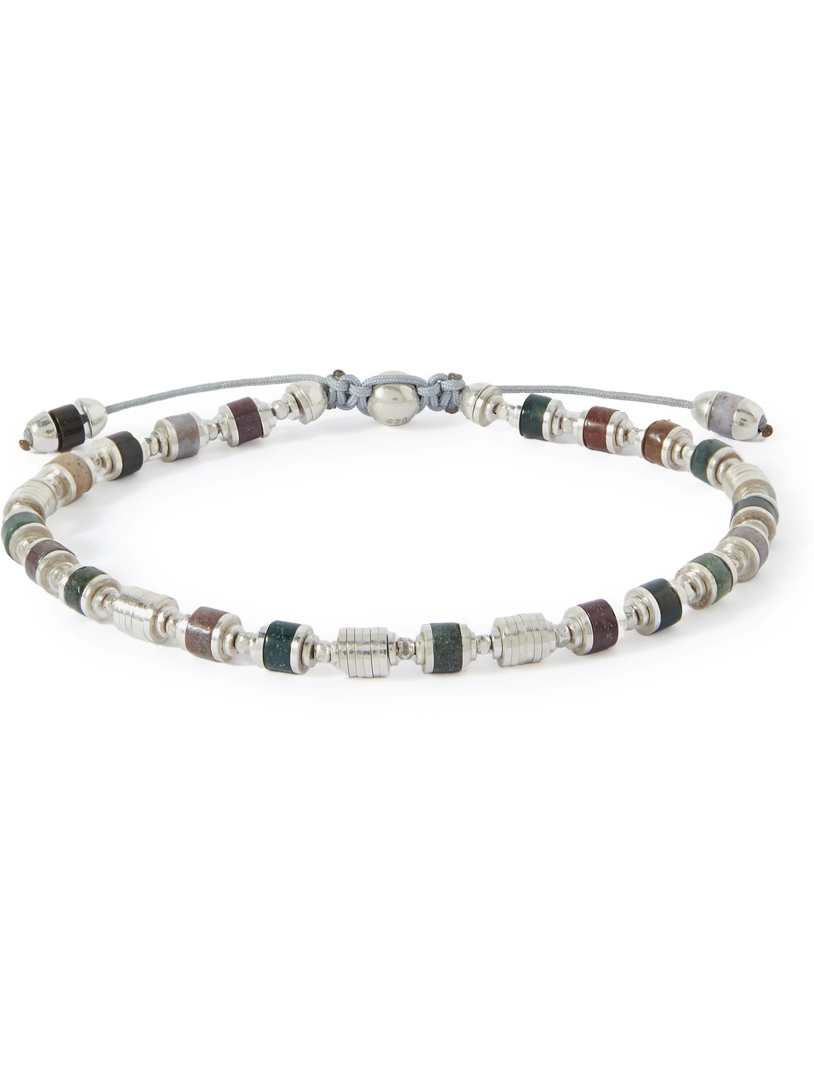 M Cohen Saguaro Sterling Silver, Agate And Cord Beaded Bracelet In White