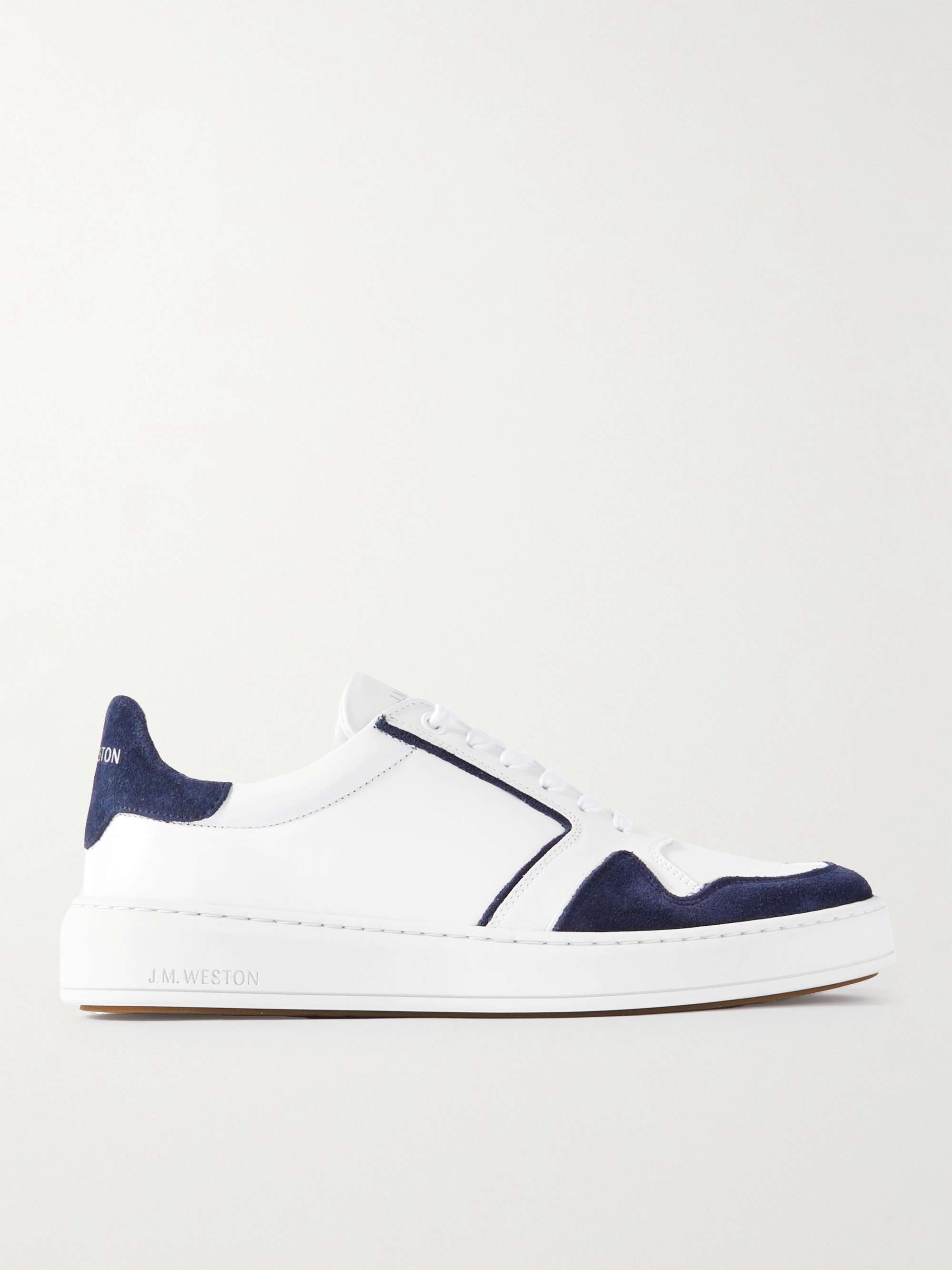 J.M. WESTON On Time Oxford Suede-Trimmed Leather Sneakers for Men | MR  PORTER