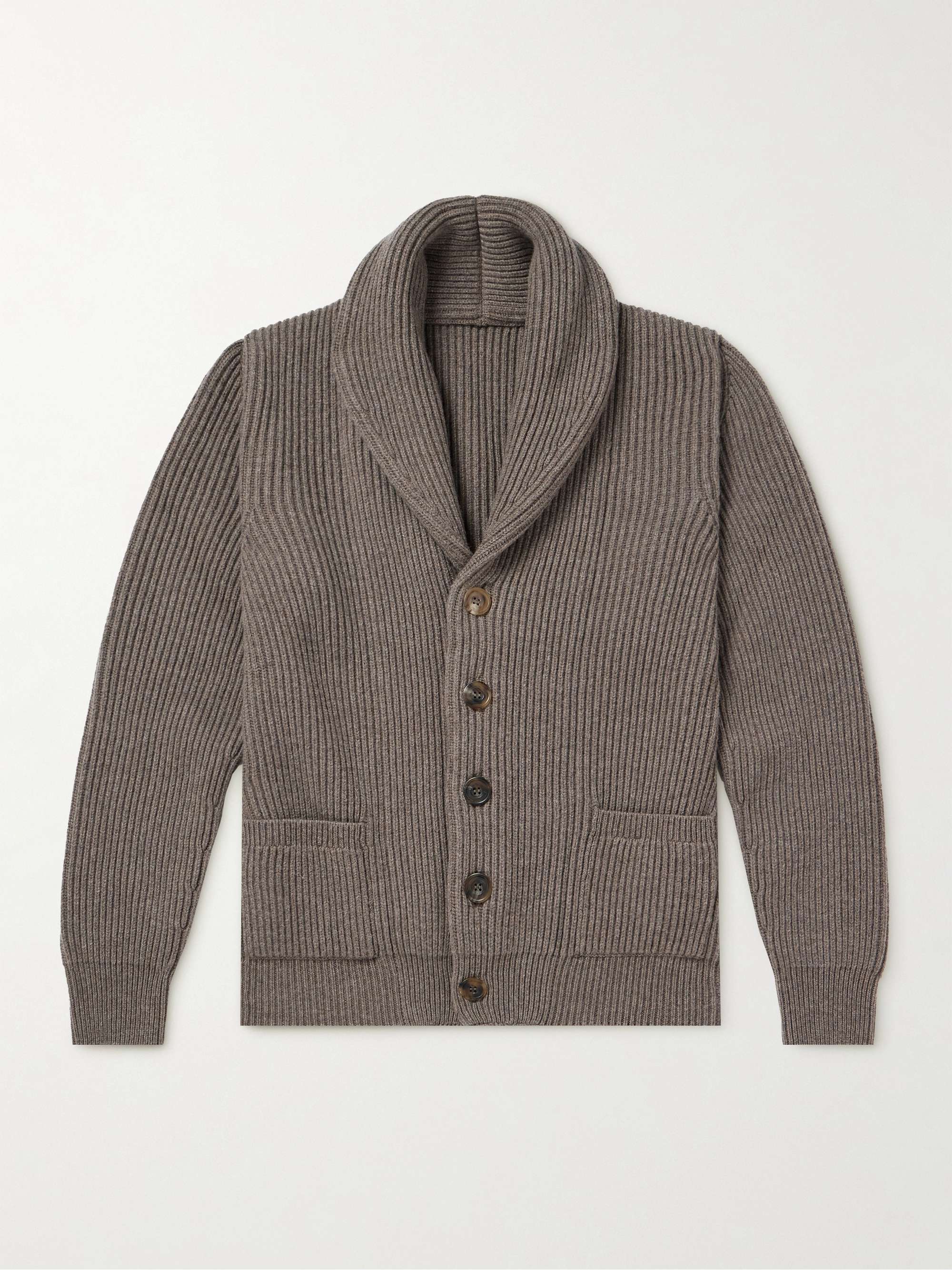 Cardigan in misto lana e cashmere a coste con collo a scialle ANDERSON &  SHEPPARD da uomo | MR PORTER