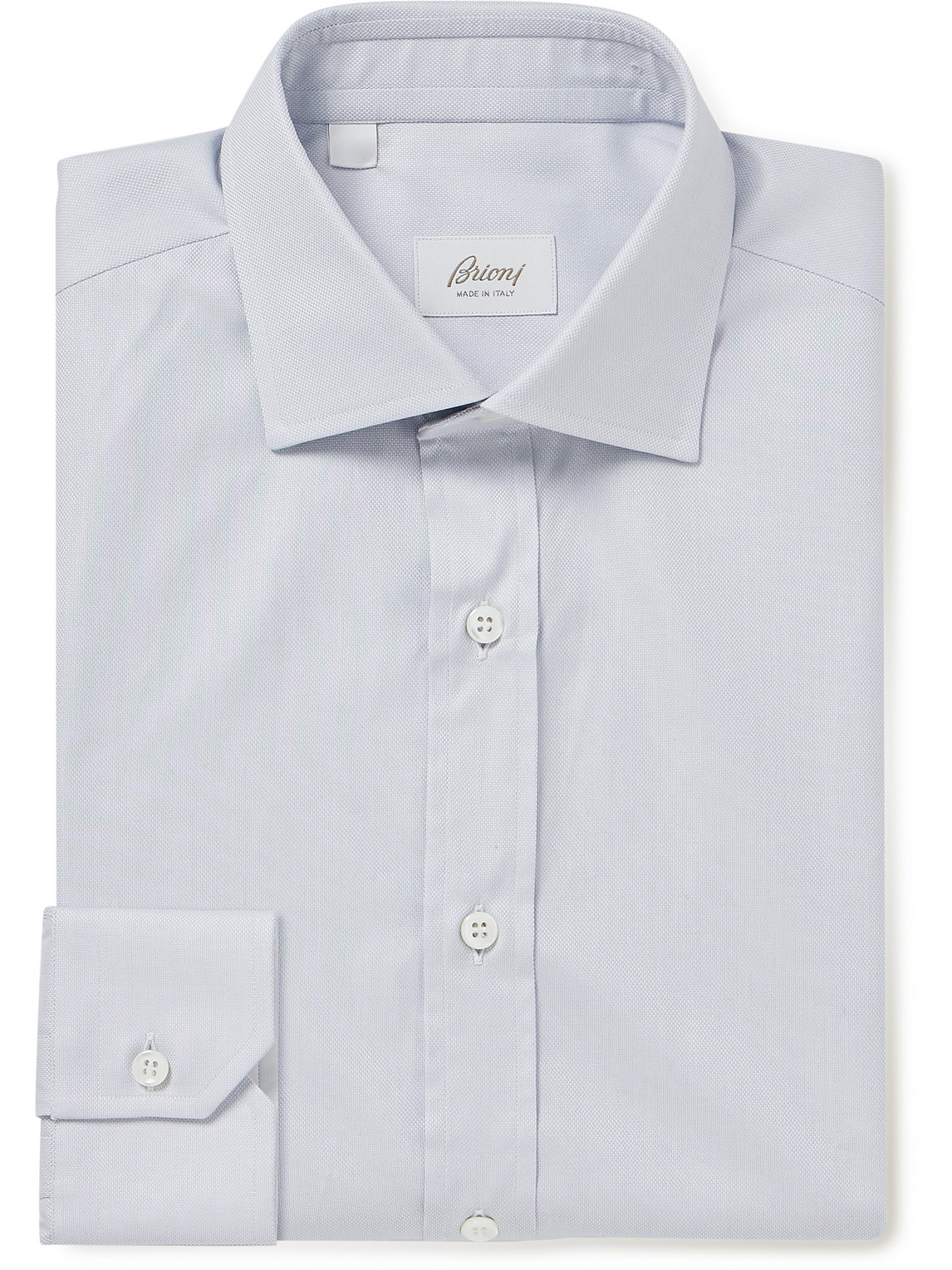 Brioni Textured Cotton Shirt In Grey