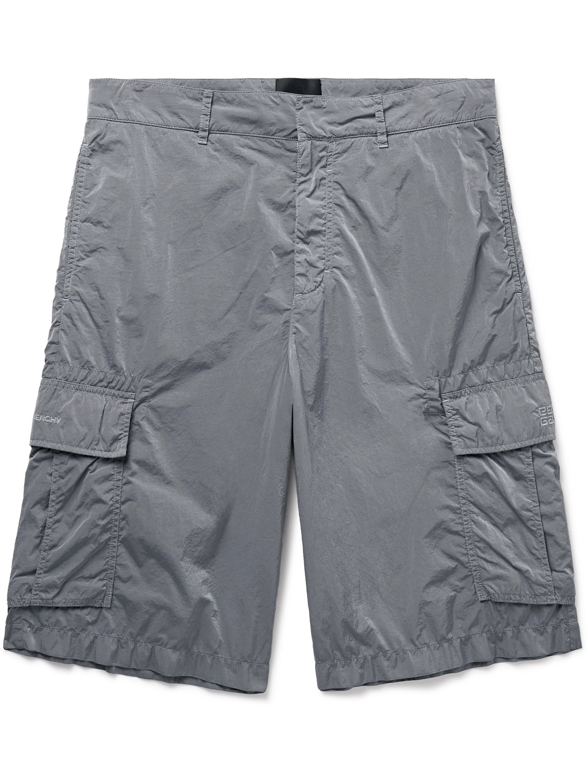Shop Givenchy Straight-leg Reflective Shell Cargo Shorts In Gray