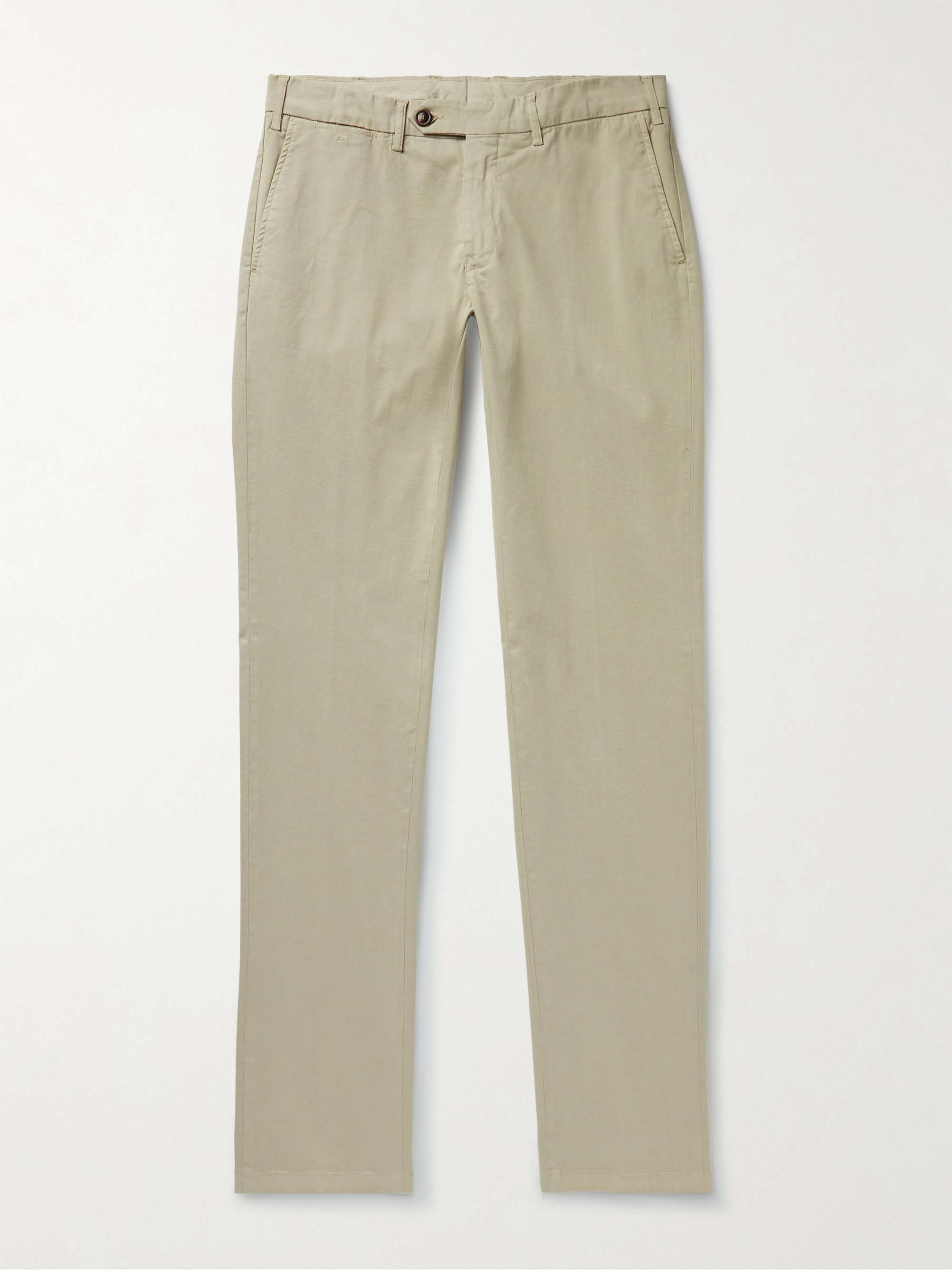 CANALI Slim-Fit Straight-Leg Garment-Dyed Cotton-Blend Twill Trousers ...