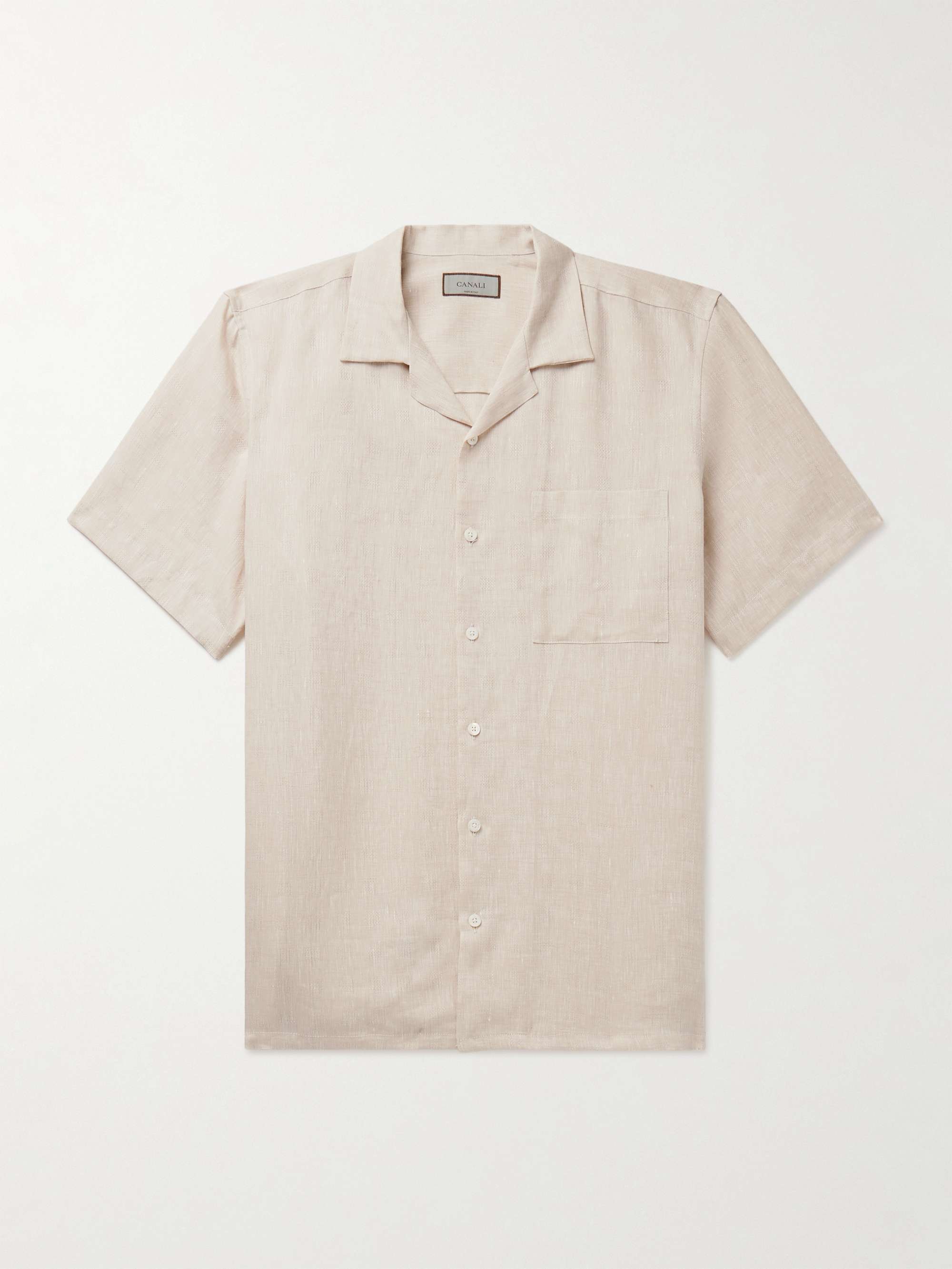 CANALI Camp-Collar Linen-Jacquard Shirt for Men | MR PORTER