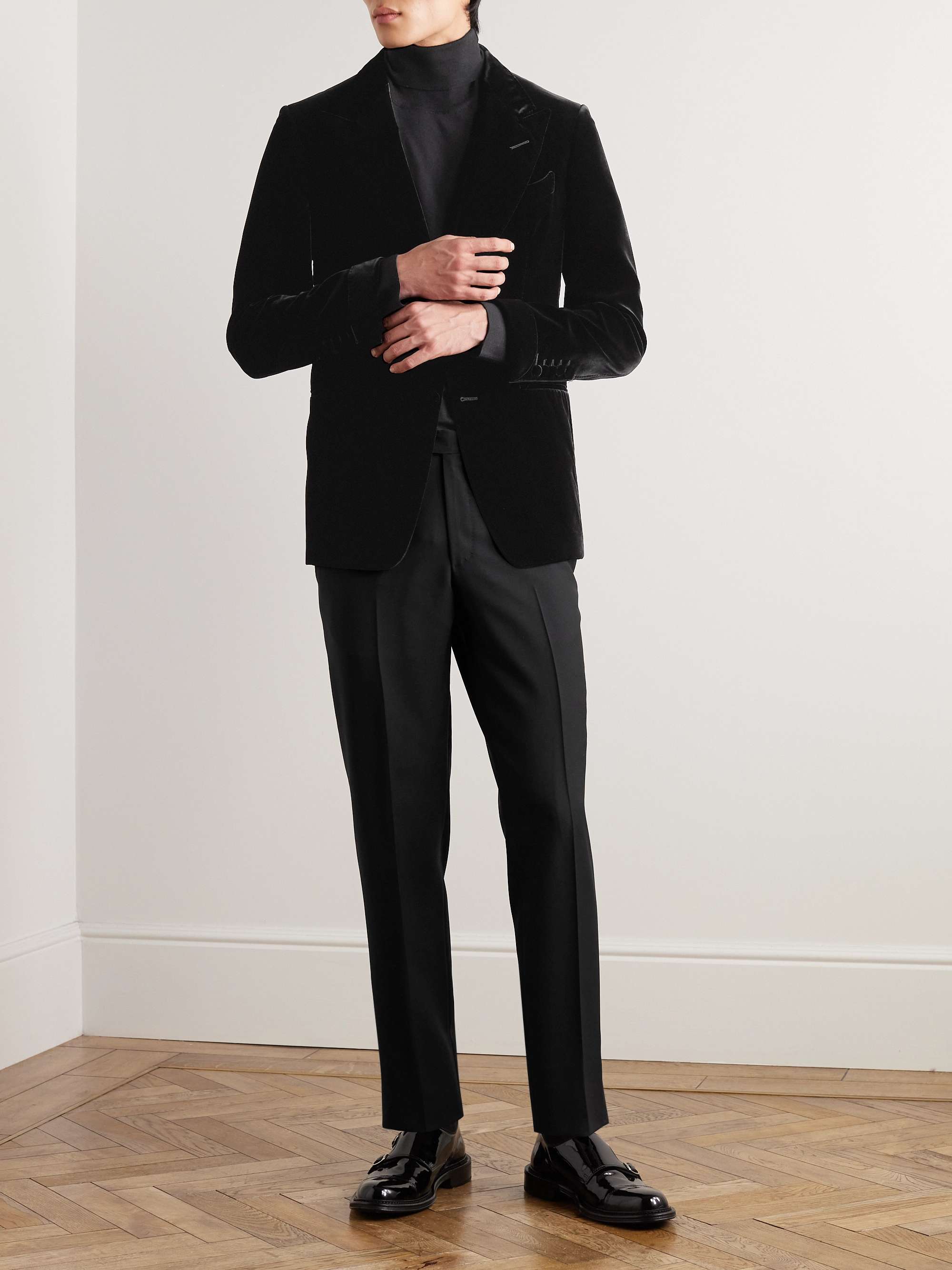 RALPH LAUREN RRL Slim Fit Western Tuxedo Trouser in Black | Endource