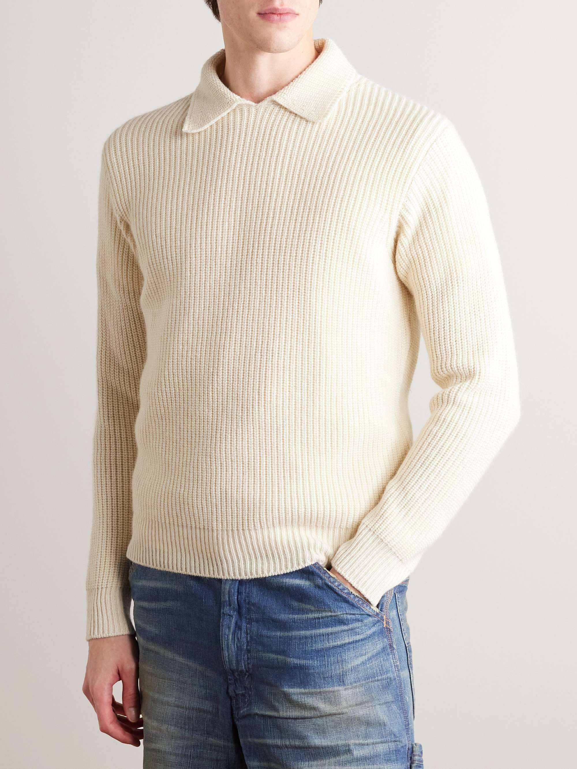 DRAKE'S Integral Ribbed Wool and Alpaca-Blend Sweater for Men | MR PORTER