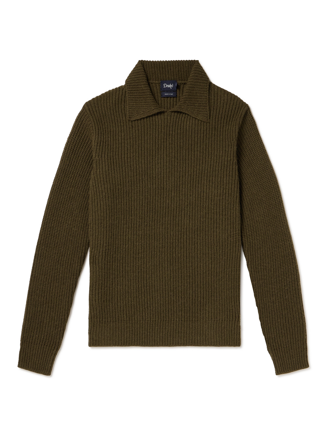 DRAKE'S INTEGRAL RIBBED WOOL AND ALPACA-BLEND SWEATER