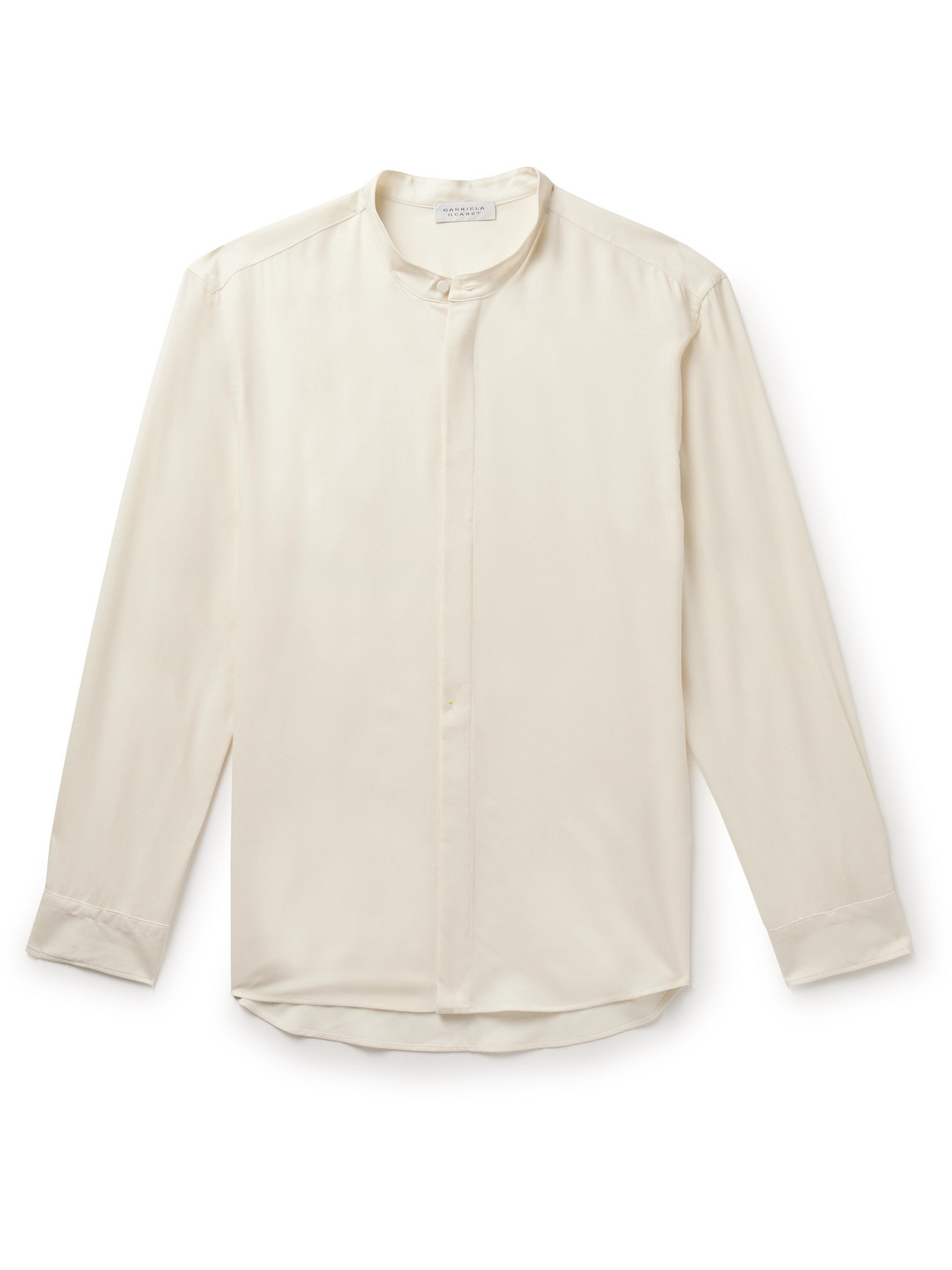 Gabriela Hearst Ollie Grandad-collar Cashmere-voile Shirt In Neutrals