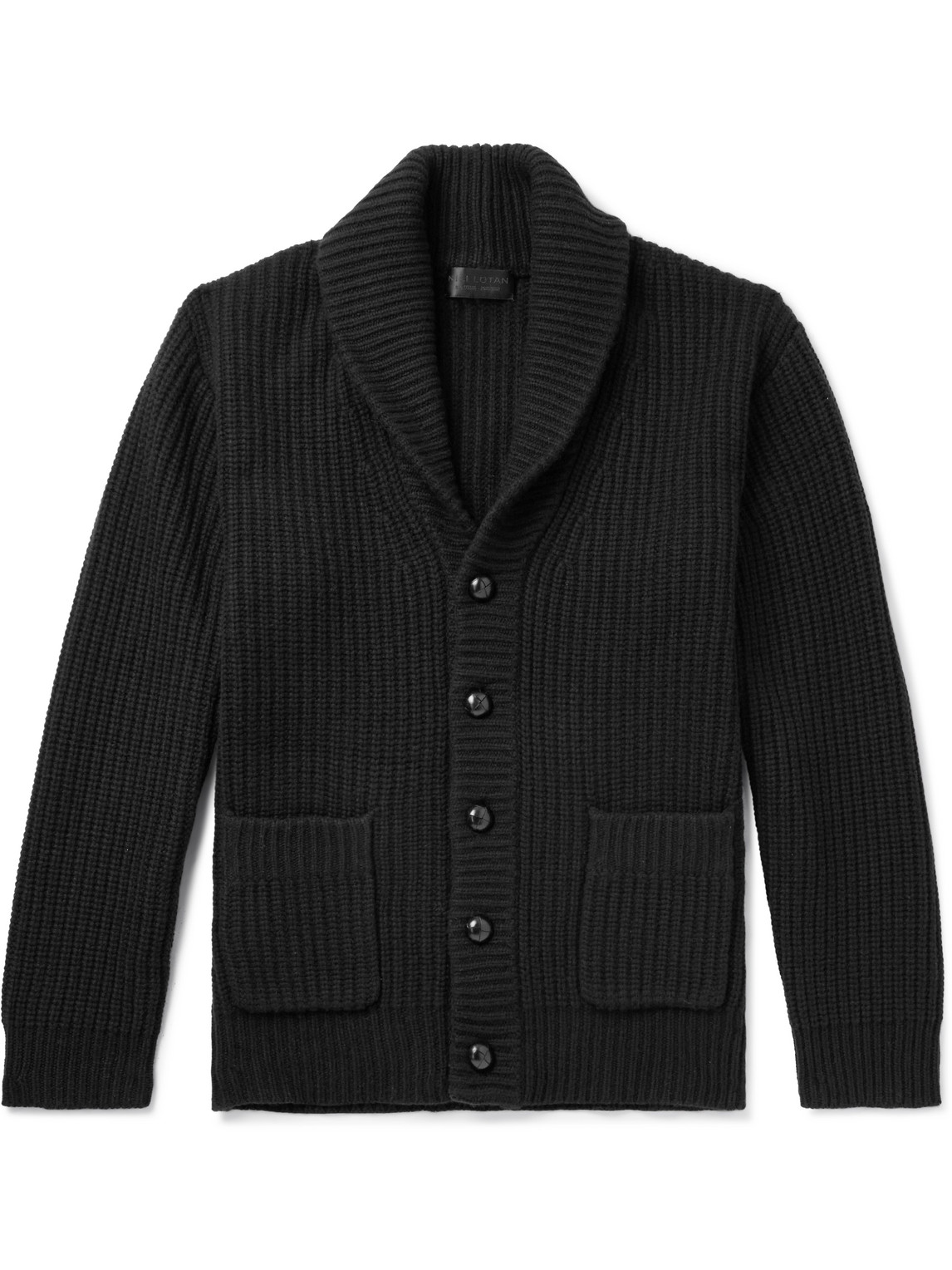 Nili Lotan Somac Shawl-collar Ribbed Cashmere Cardigan In Black