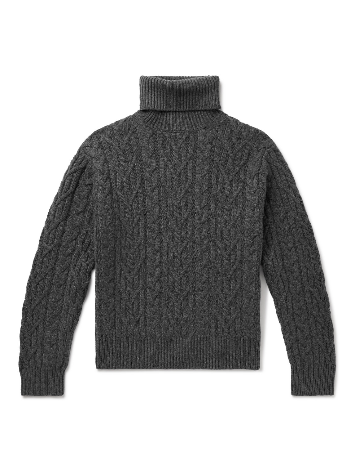 Nili Lotan Gio Cable-knit Cashmere Rollneck Jumper In Grey