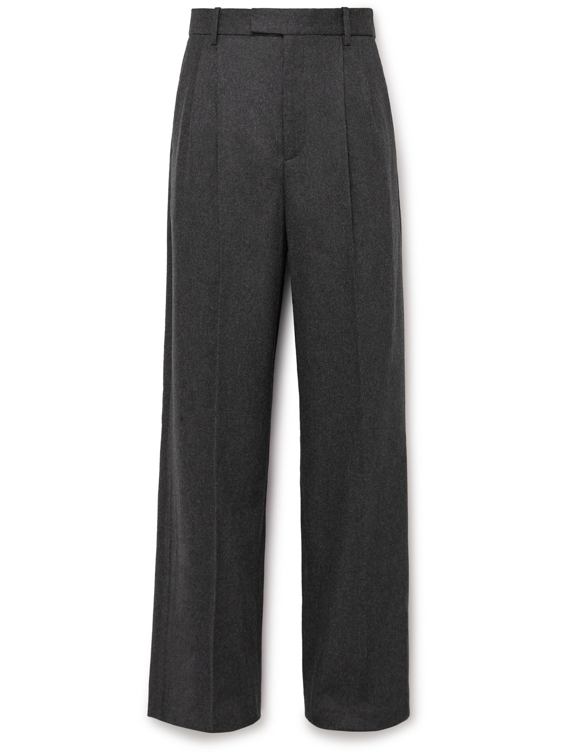 Nili Lotan Emmett Straight-leg Pleated Virgin Wool-blend Trousers In Grey