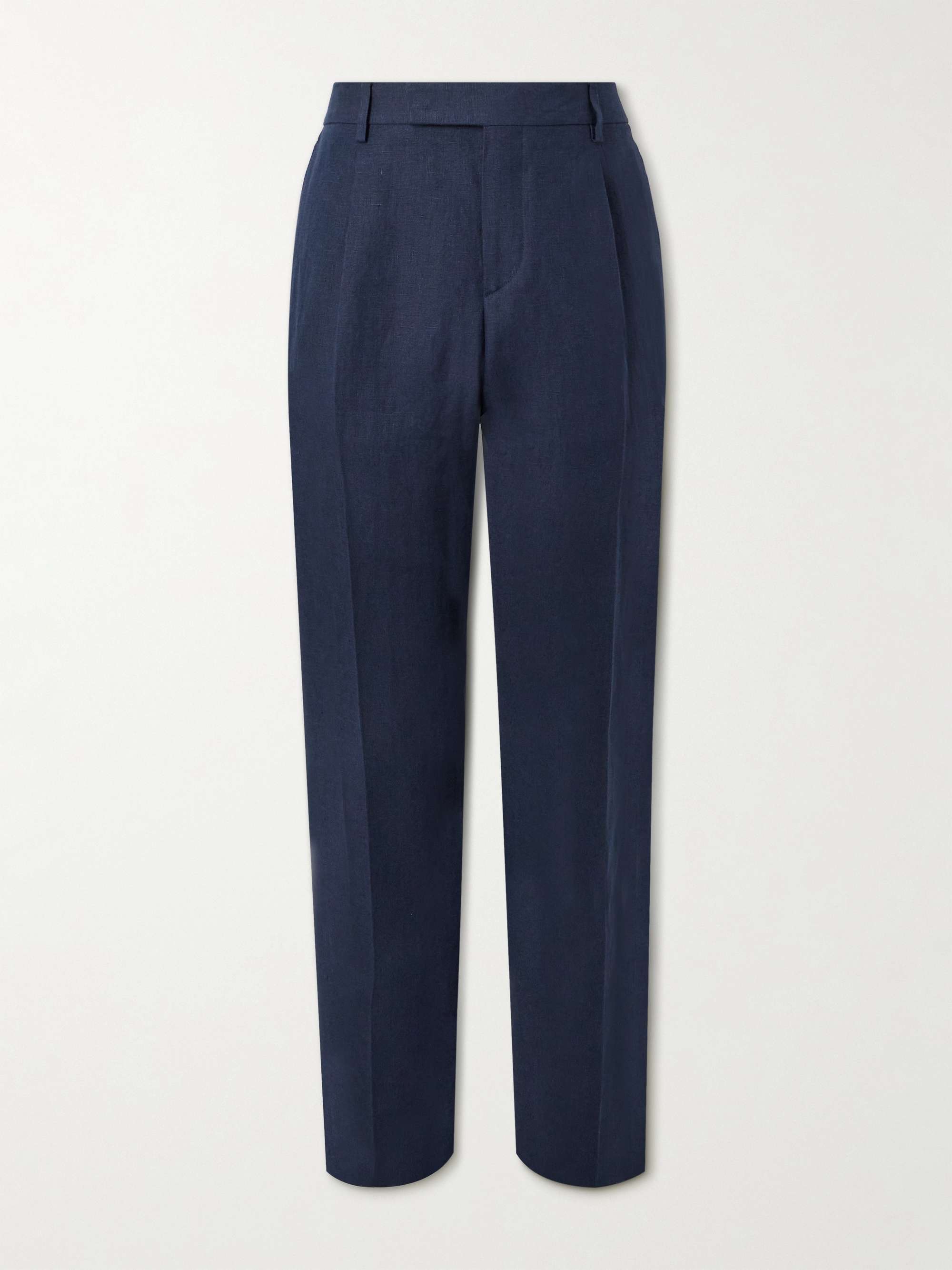 LARDINI Straight-Leg Pleated Linen Suit Trousers for Men | MR PORTER