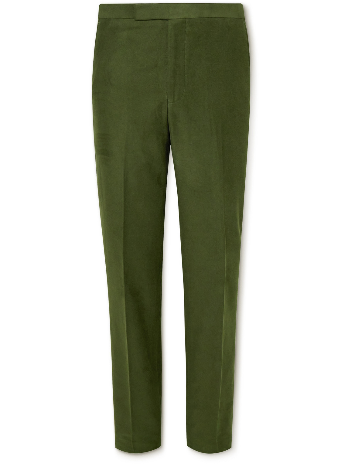 Richard James Tapered Cotton-moleskin Trousers In Green