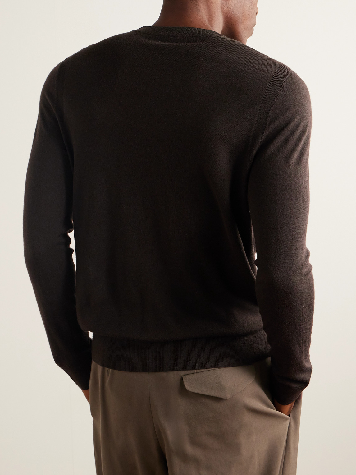 Shop Paul Smith Slim-fit Merino Wool Sweater In Brown