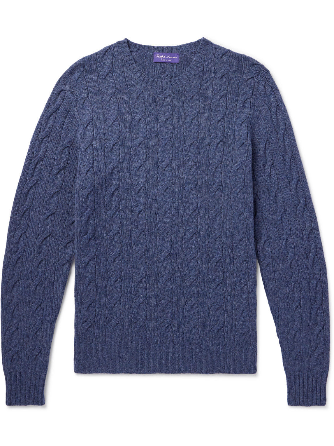 Ralph Lauren Purple Label Cable-knit Cashmere Jumper In Blue