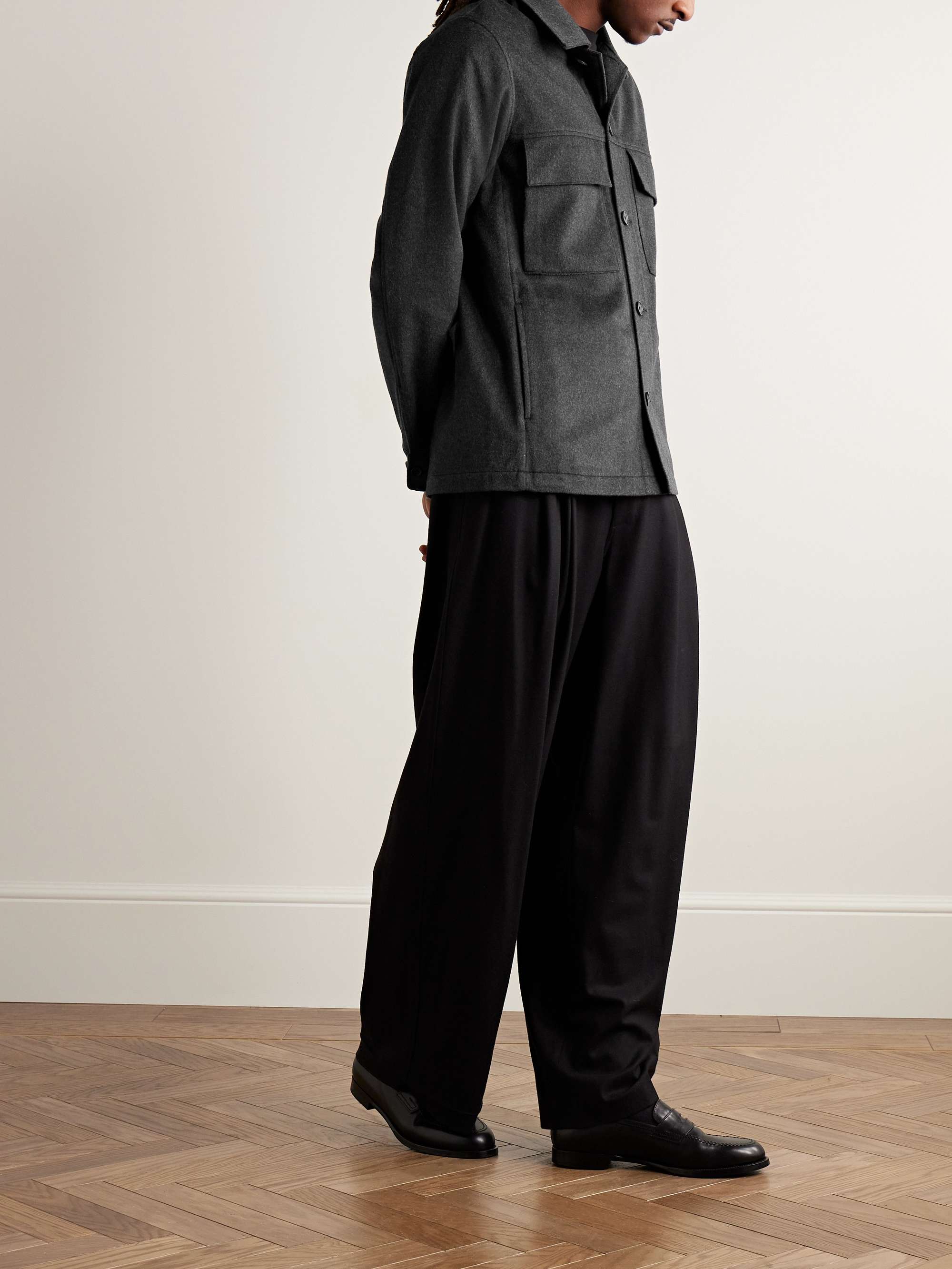 THE ROW Berto Wide-Leg Pleated Cashmere-Blend Trousers for Men