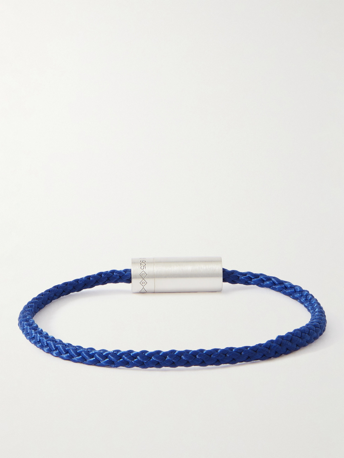 Shop Le Gramme 7g Braided Cord And Sterling Silver Bracelet In Blue