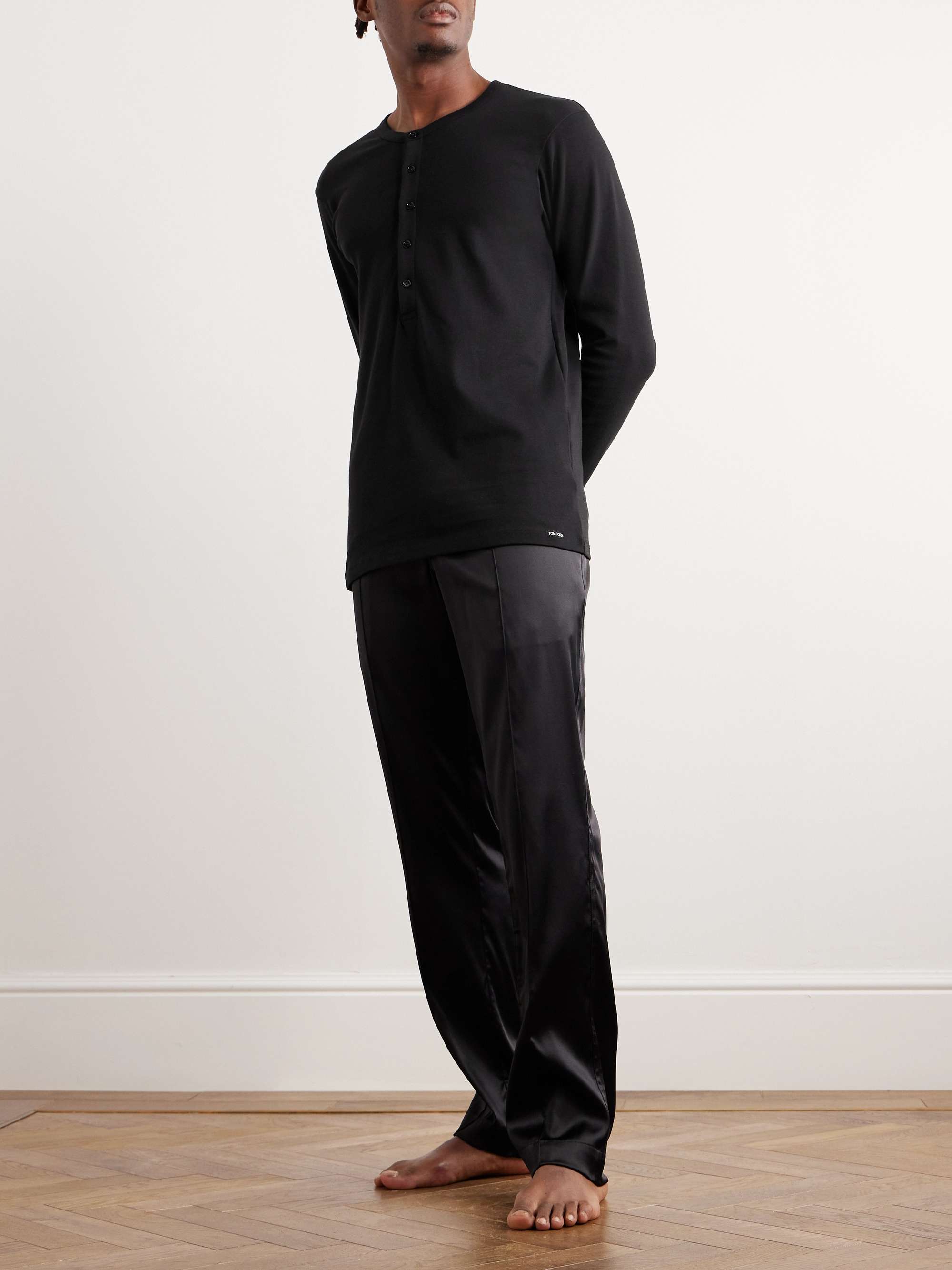 TOM FORD Stretch-Cotton Jersey Henley Pyjama T-Shirt for Men | MR PORTER