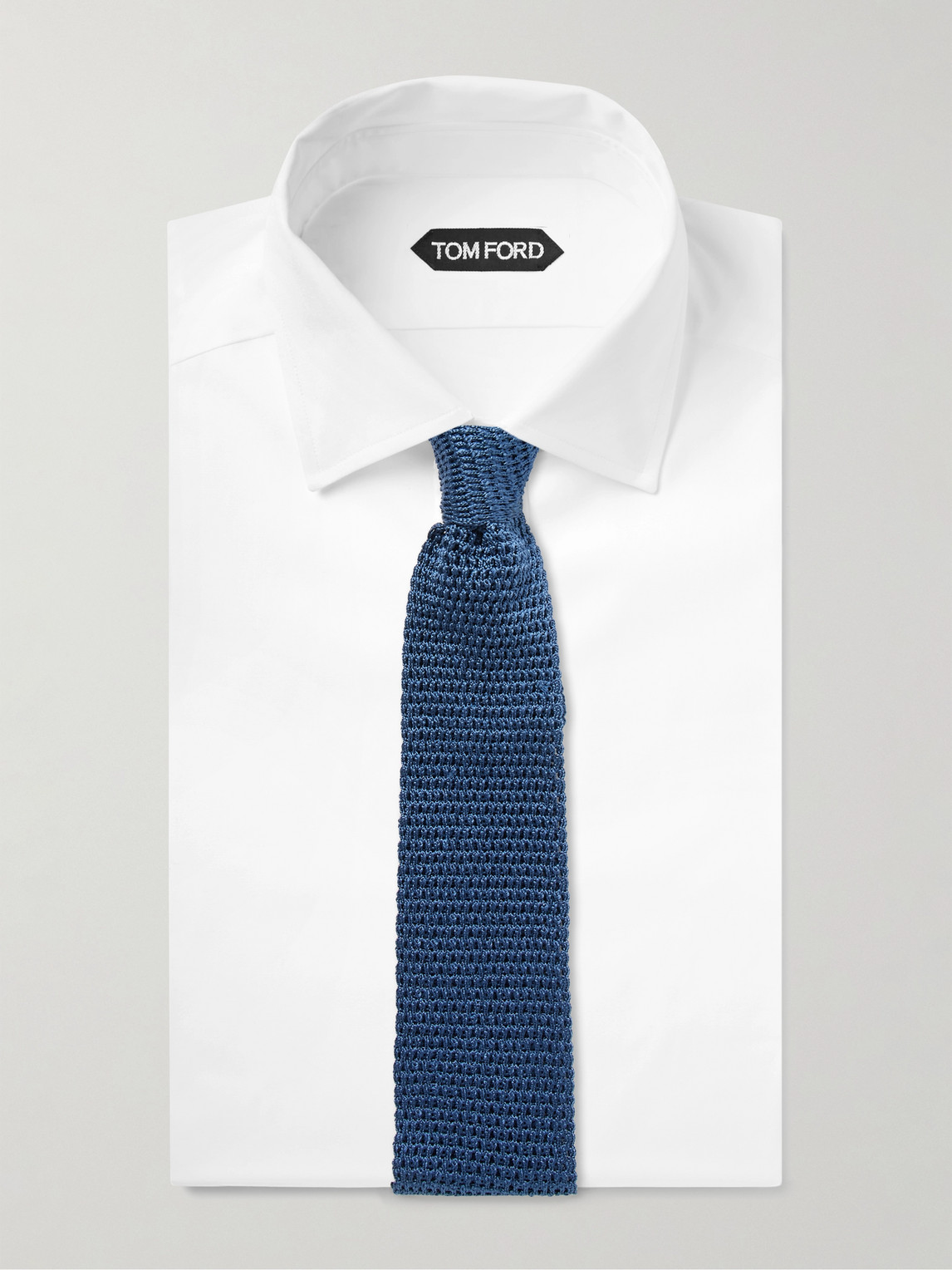 Shop Tom Ford 7.5cm Knitted Silk Tie In Blue